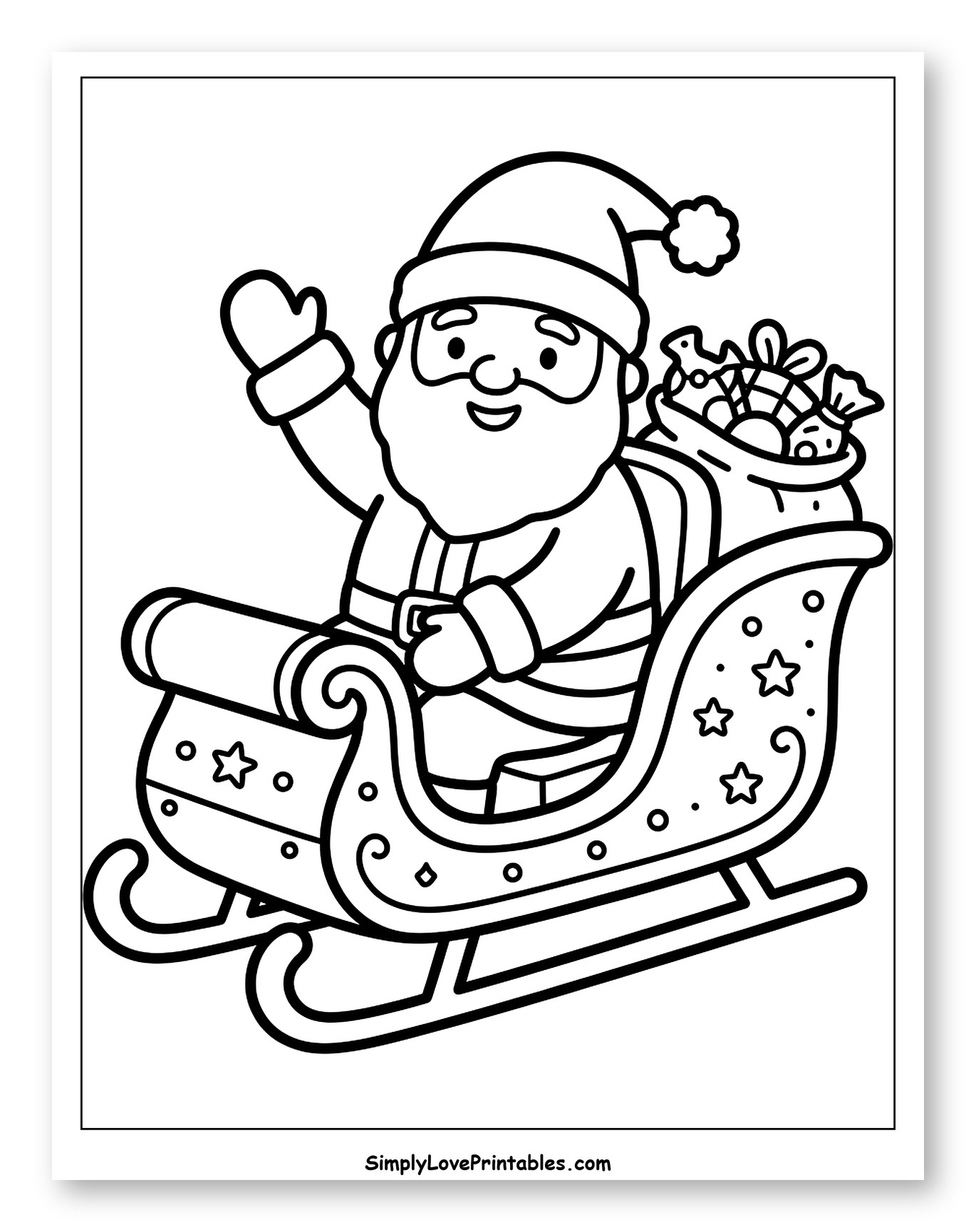 Jolly Santa Claus Waving from His Festive Sleigh