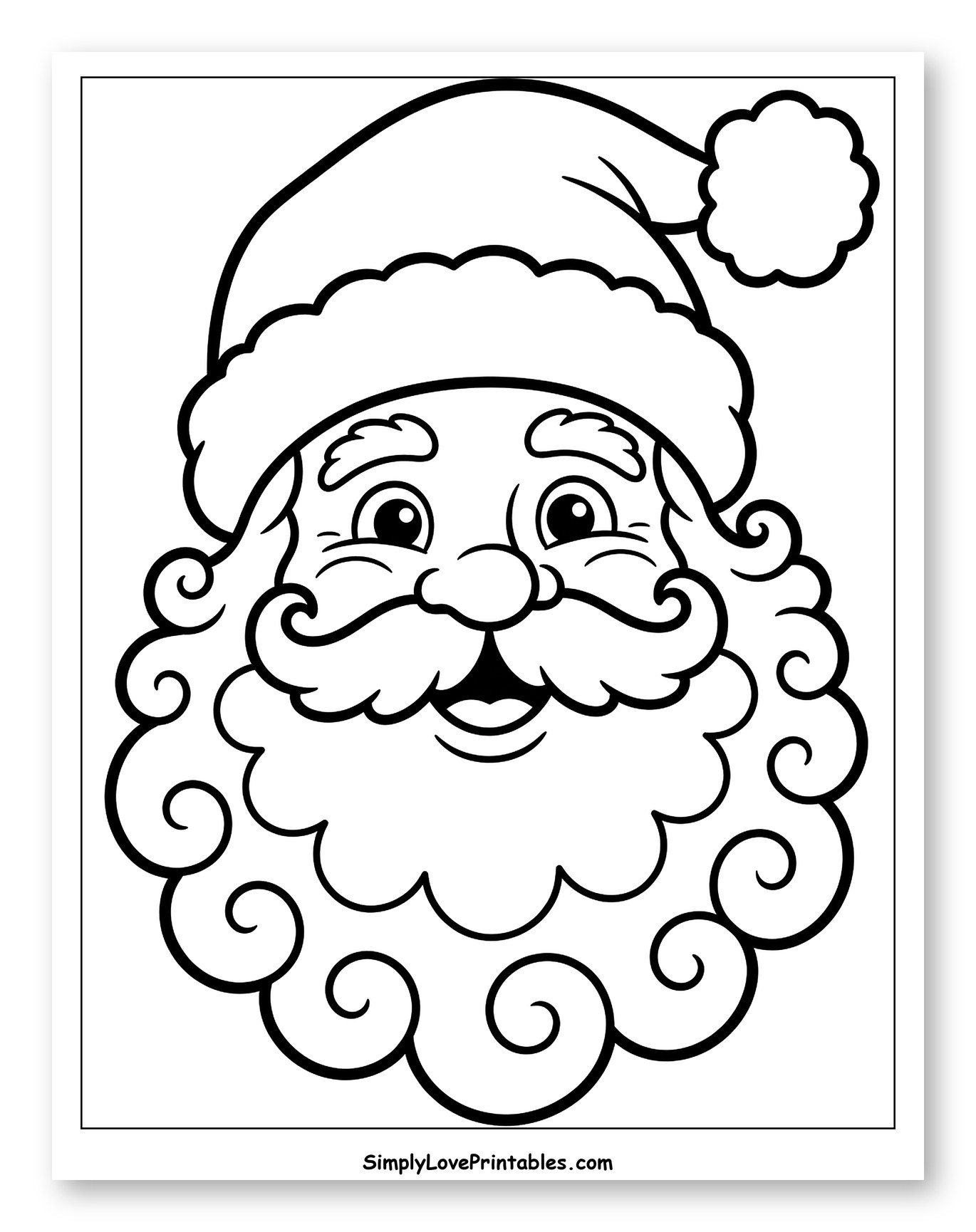 Jolly Santa Claus with a Curly Beard Coloring Page for Toddlers