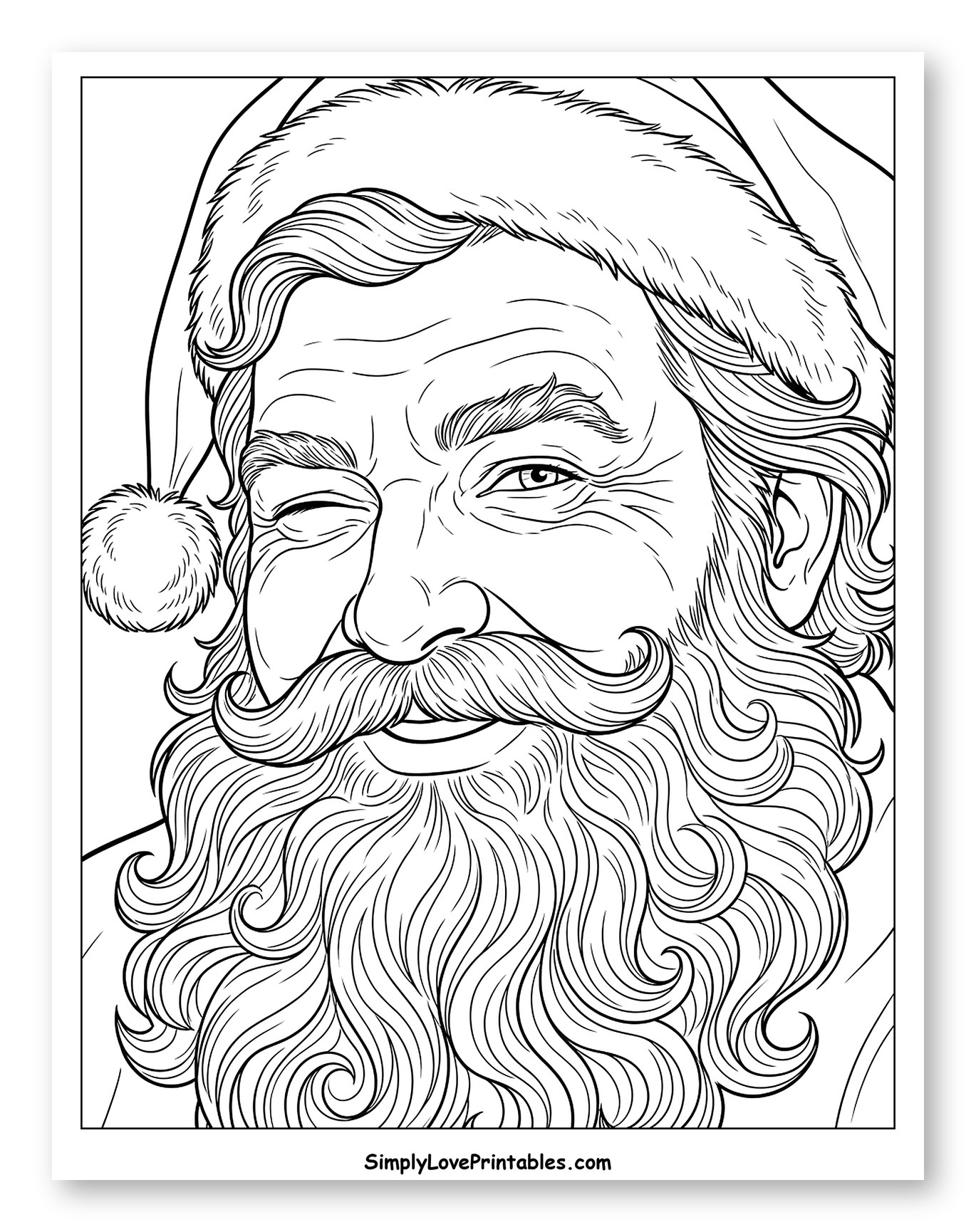 Jolly Winking Santa Claus with Wavy Beard