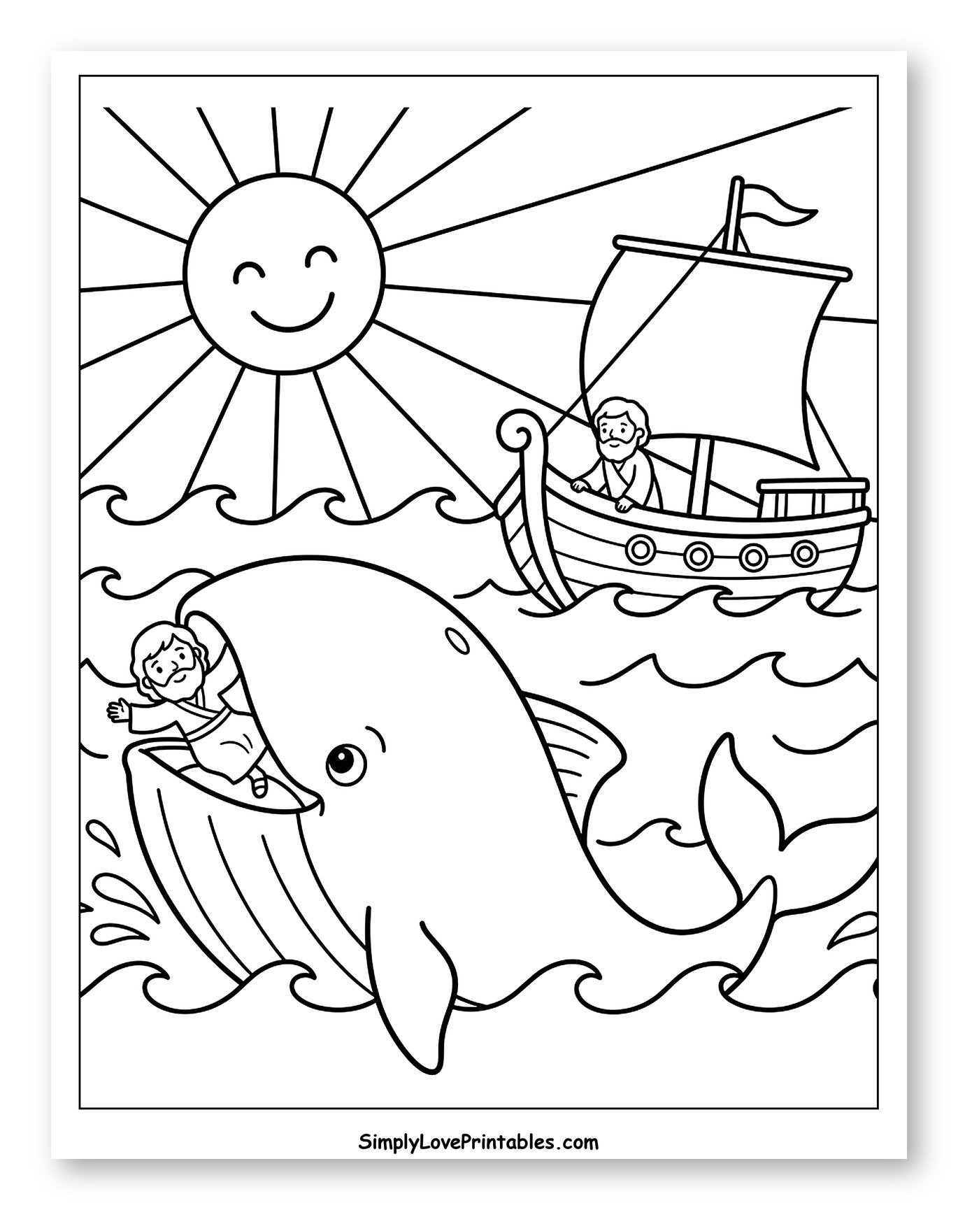 Jonah Emerging from the Whale's Mouth to Color for Kids
