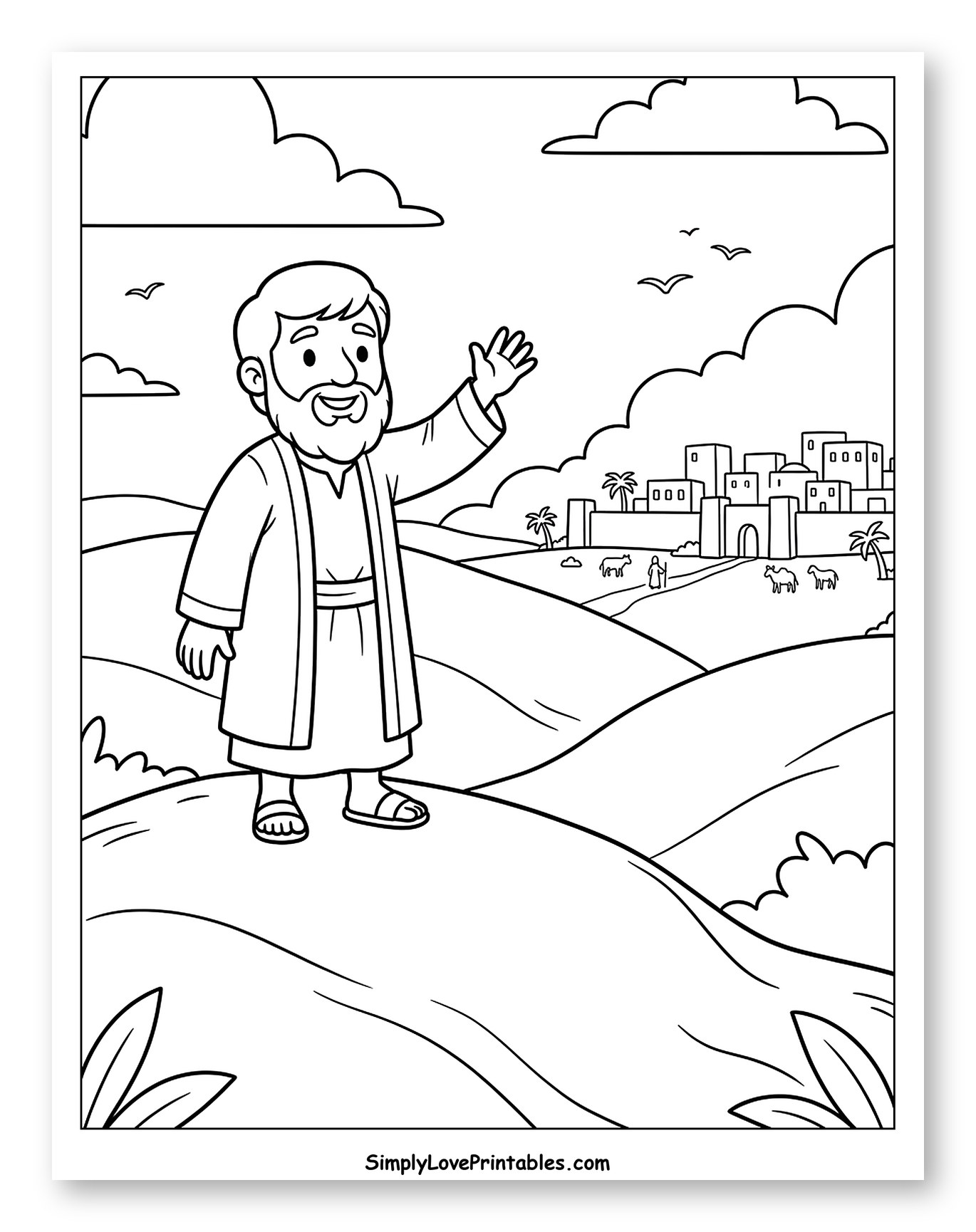 Jonah Waving to an Ancient City