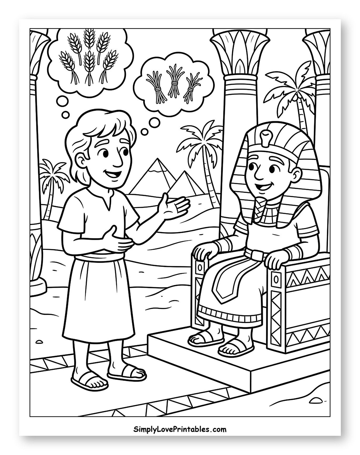 Joseph Explaining Pharaoh's Dream Coloring Page