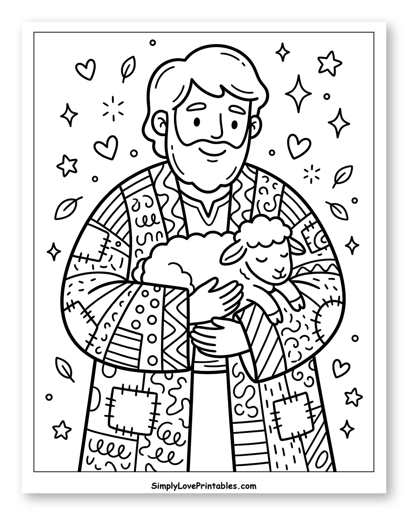Joseph Holding a Lamb in Patterned Coat