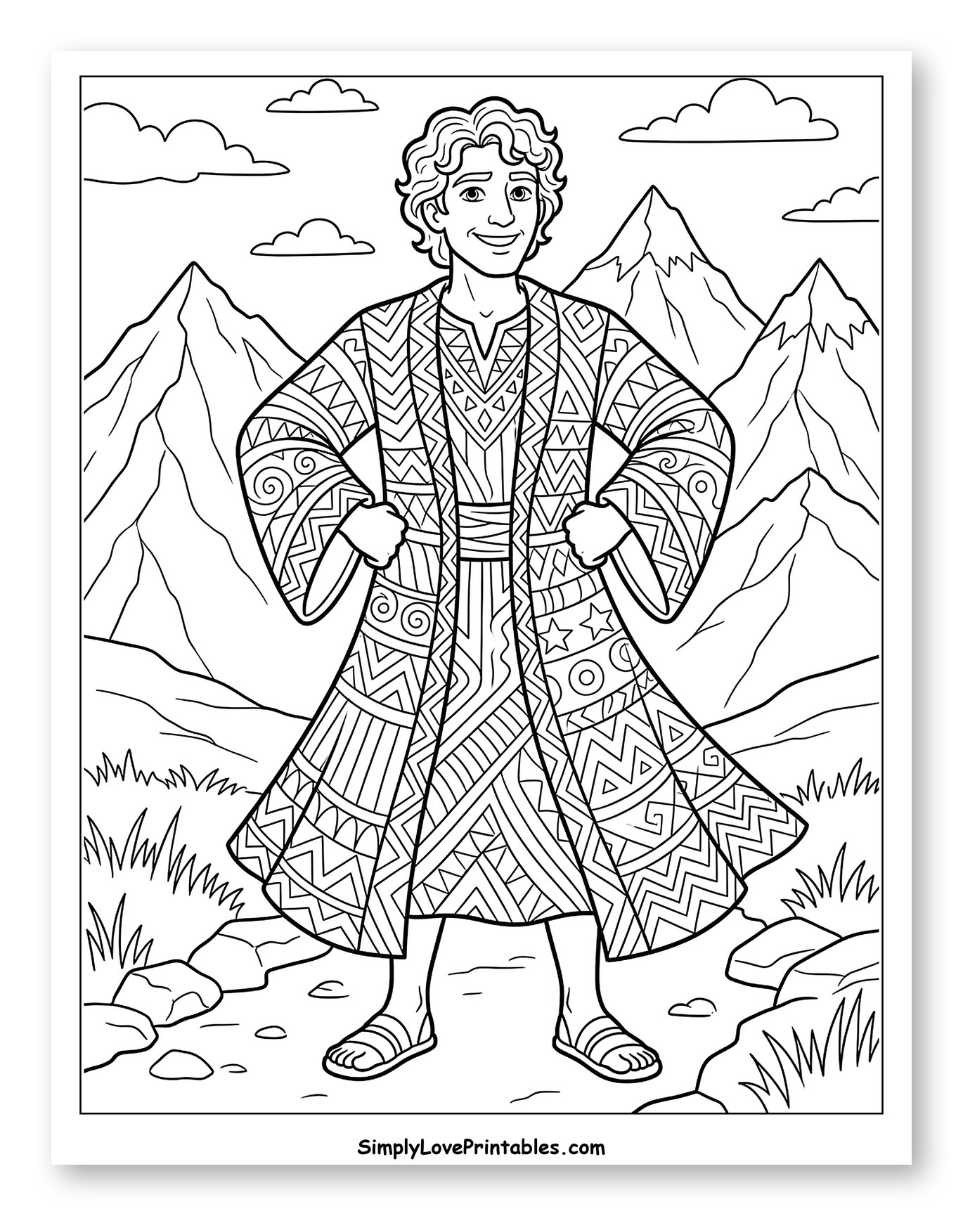 Joseph in His Intricate Coat Standing Outdoors