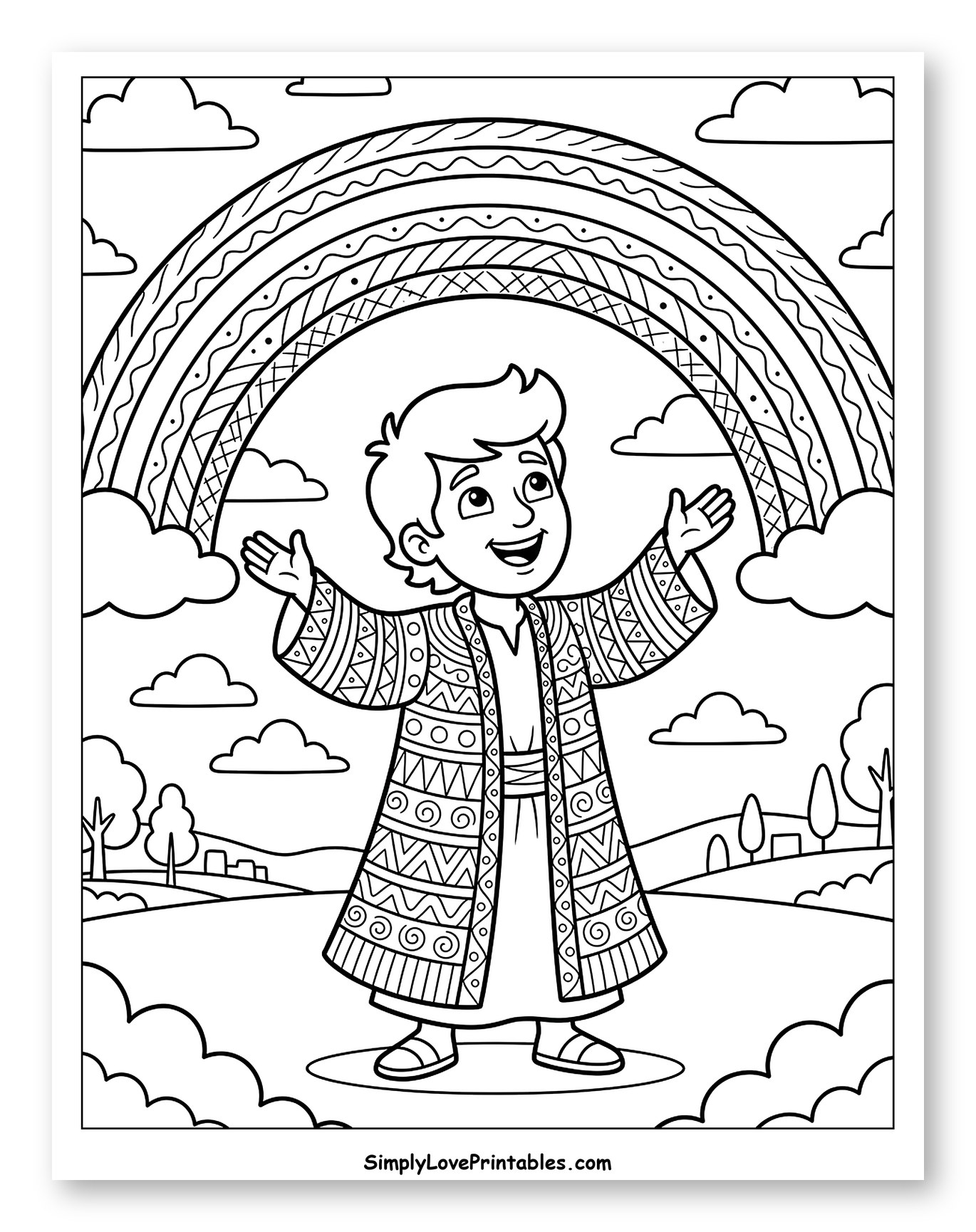 Joseph in His Robe Under a Rainbow
