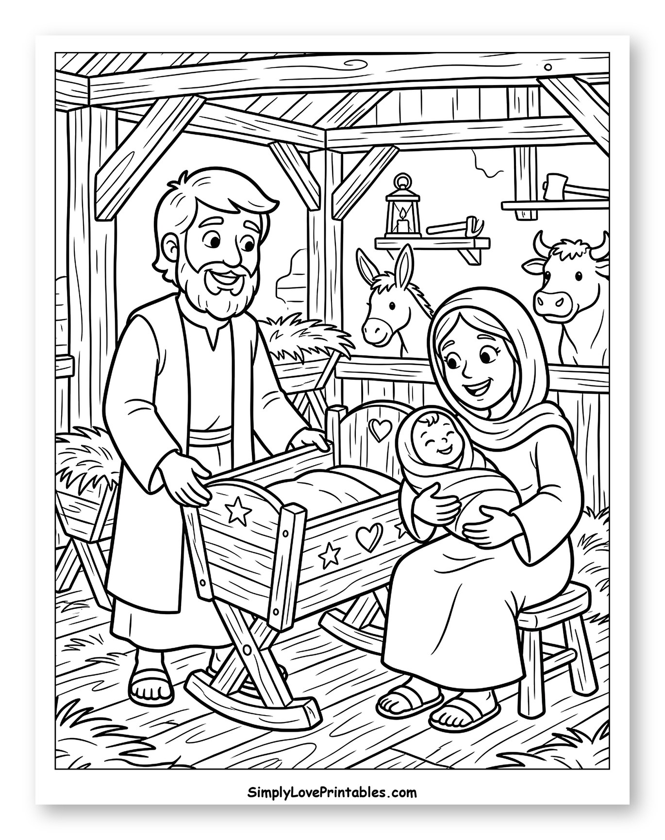 Joseph, Mary, and Baby Jesus in Stable