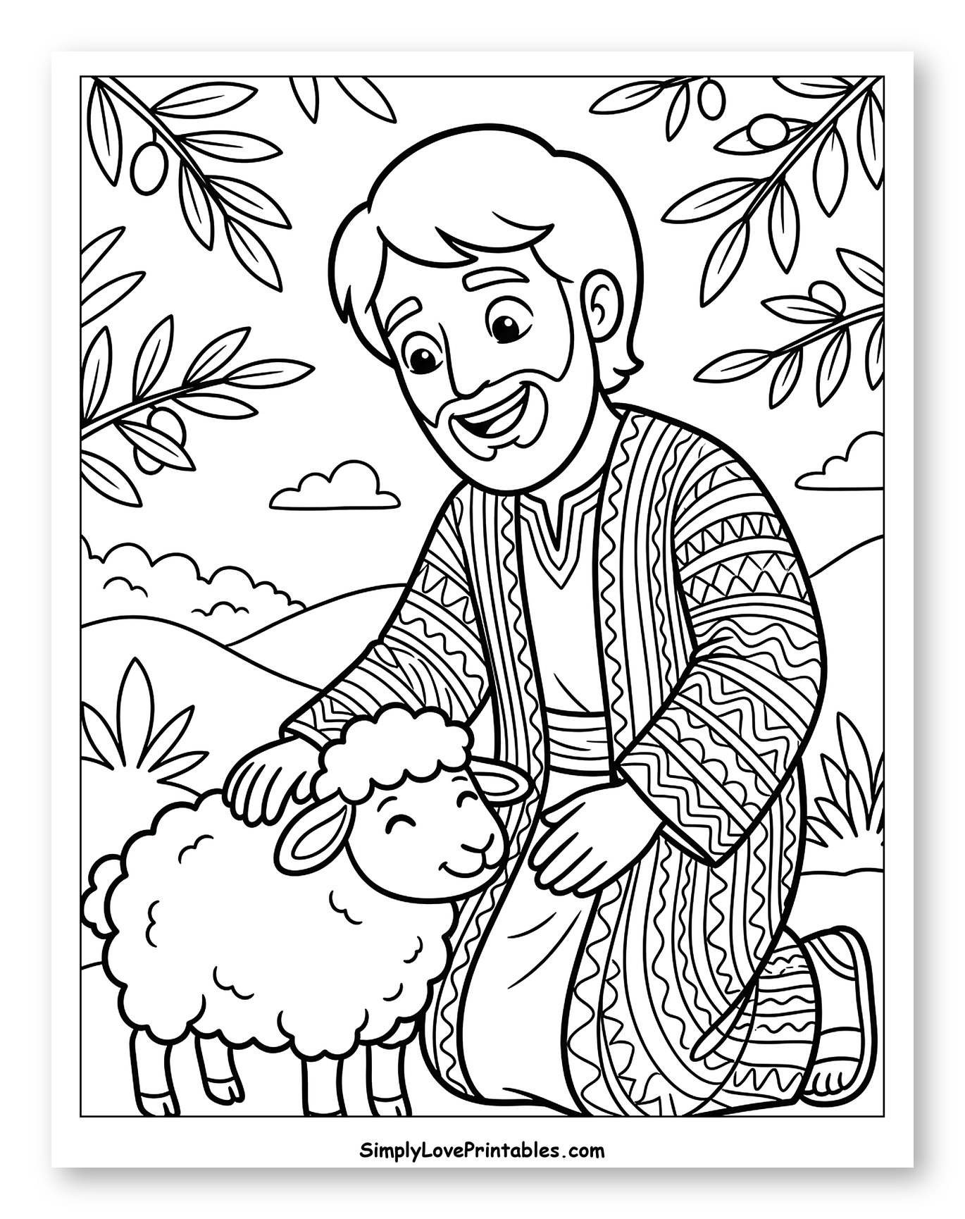 Joseph Petting a Happy Lamb