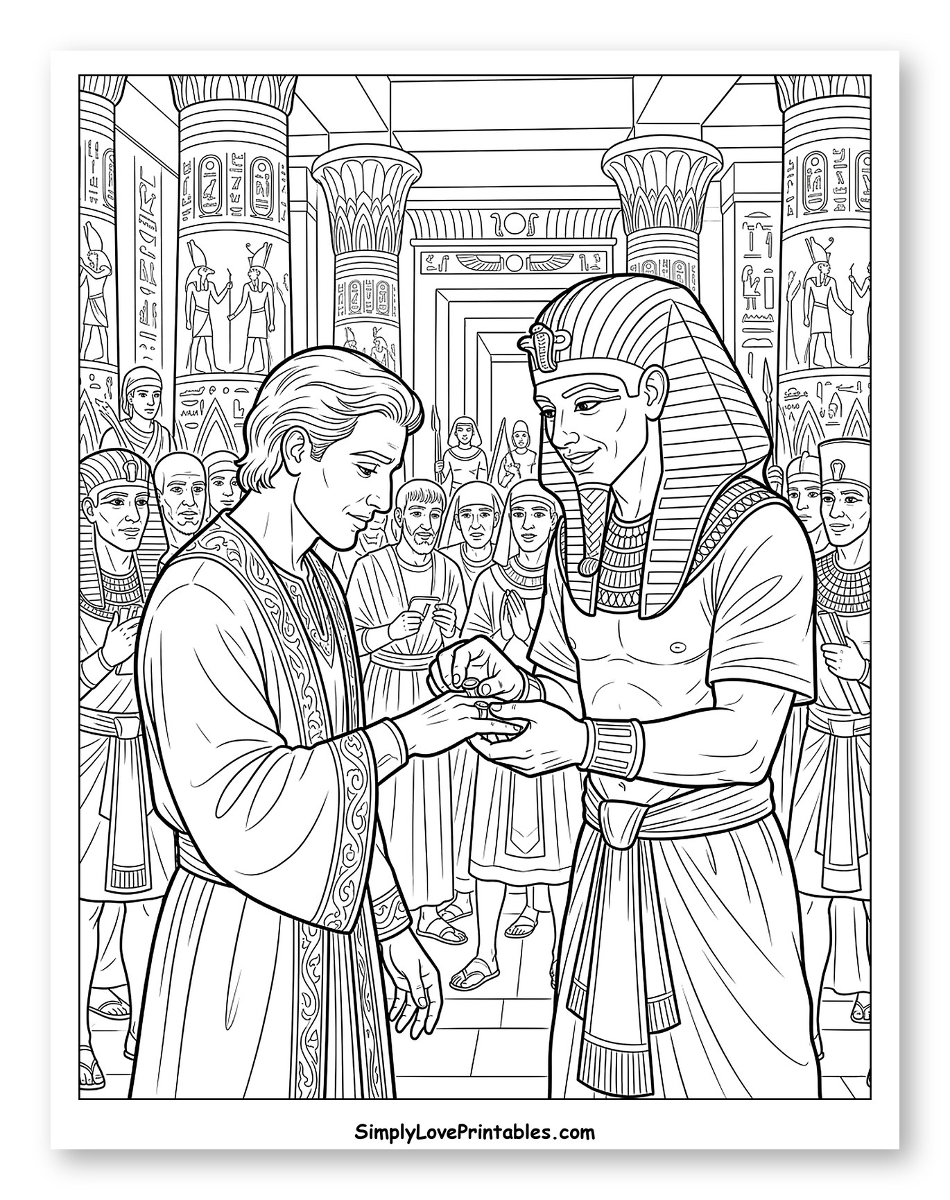 Joseph Receives Ring from Pharaoh Coloring Sheet