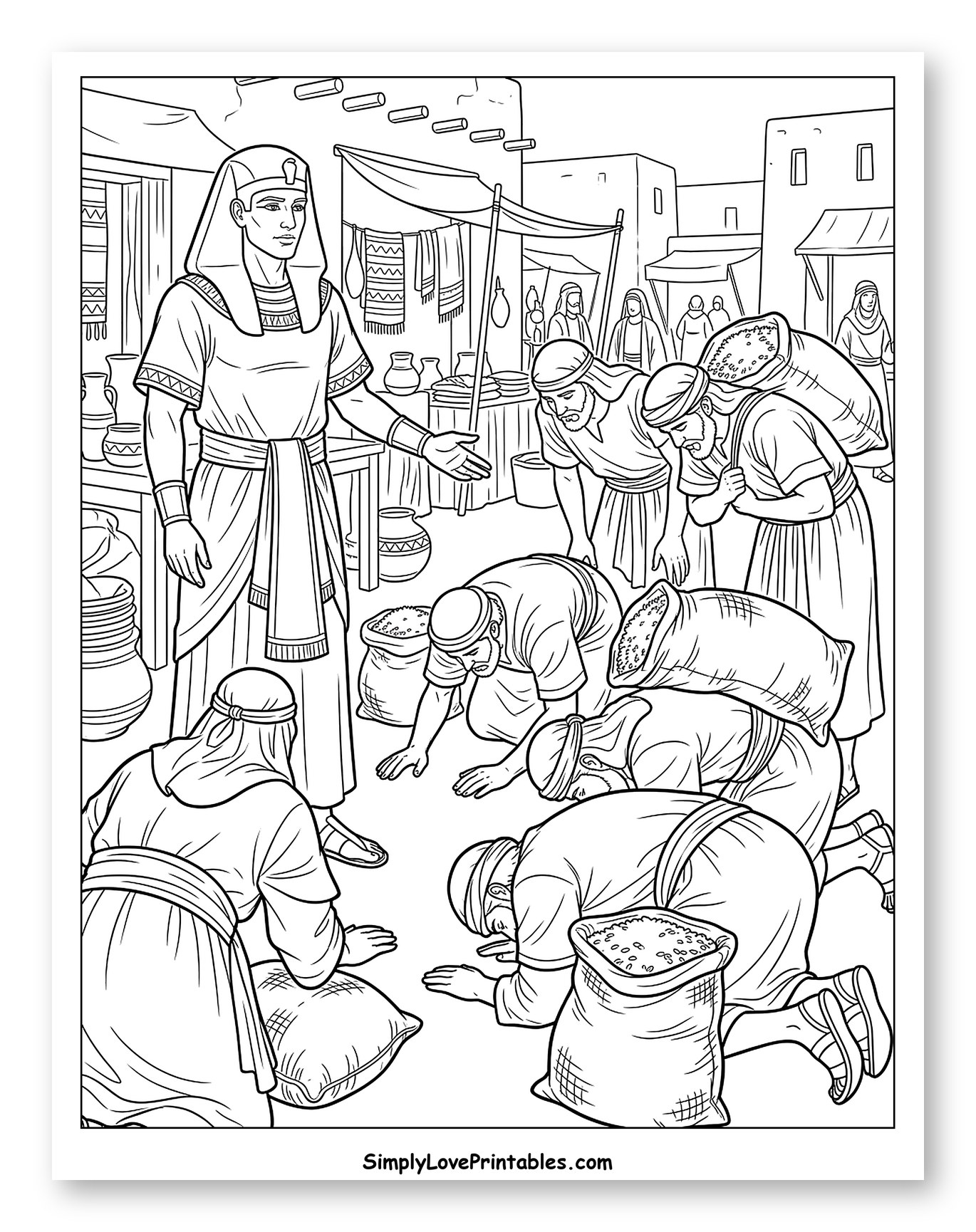 Joseph's Brothers Bowing Before Him Coloring Sheet