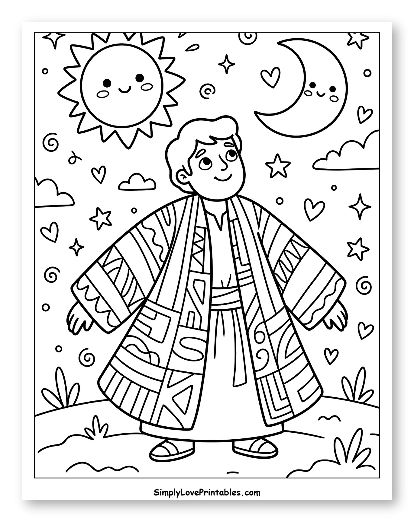 Joseph's Dream of the Sun, Moon, and Stars to Color for Adults