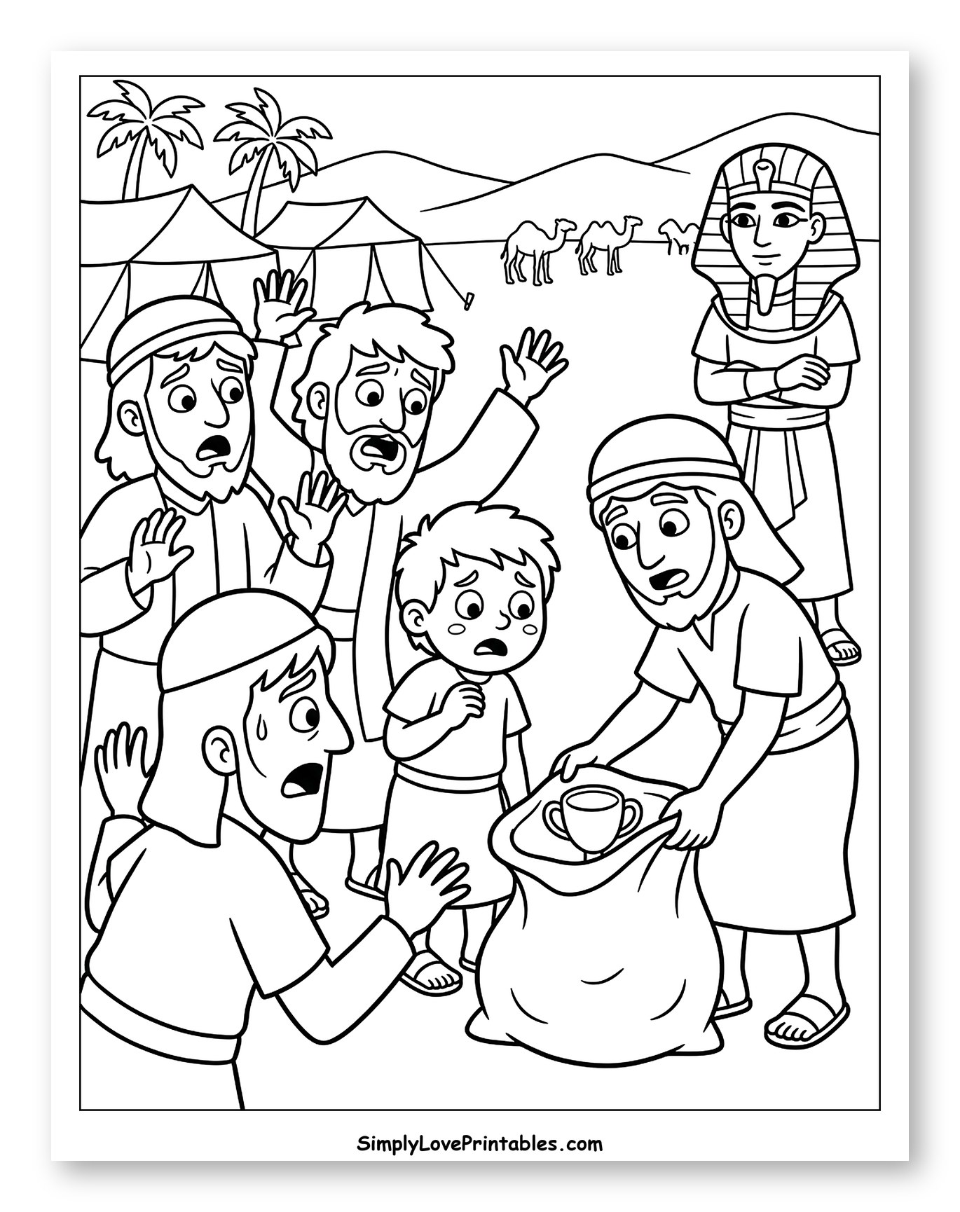 Joseph's Silver Cup Found in Benjamin's Sack Coloring Page for Kids