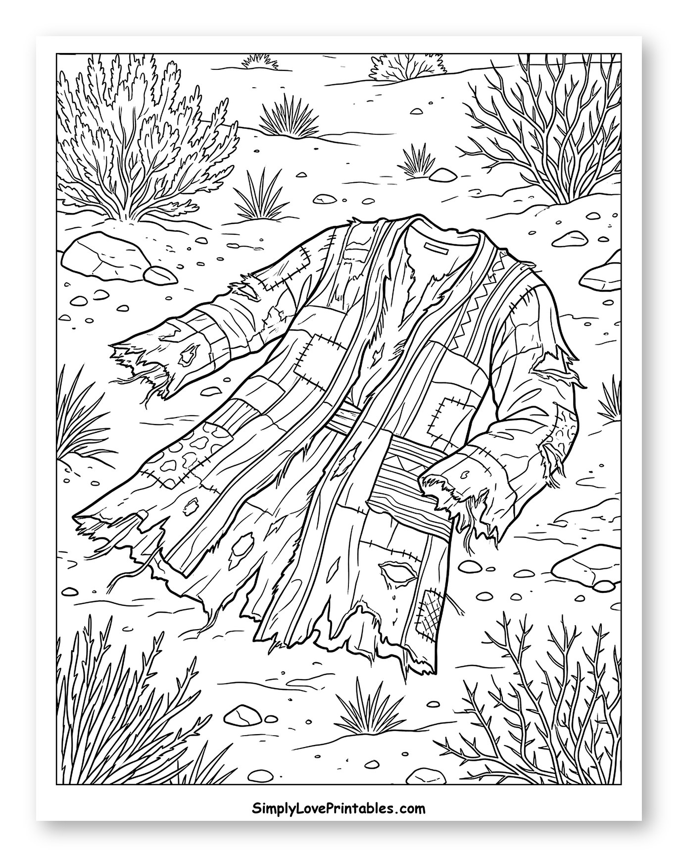 Joseph's Tattered Coat in Desert Coloring Sheet