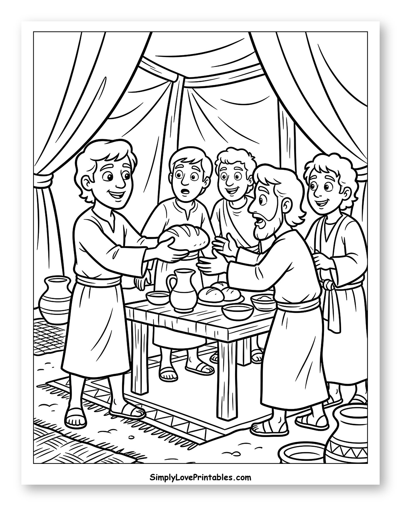 Joseph Serving His Brothers Food to Color for Kids