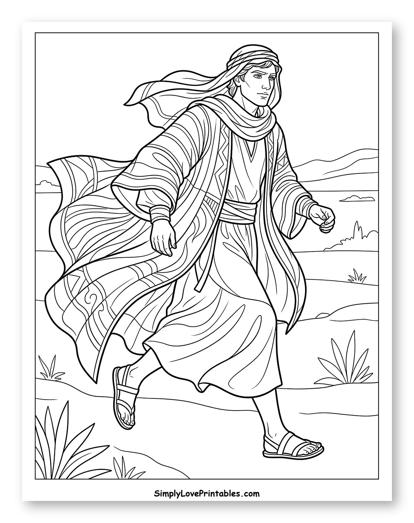 Joseph Walking Through a Desert Landscape
