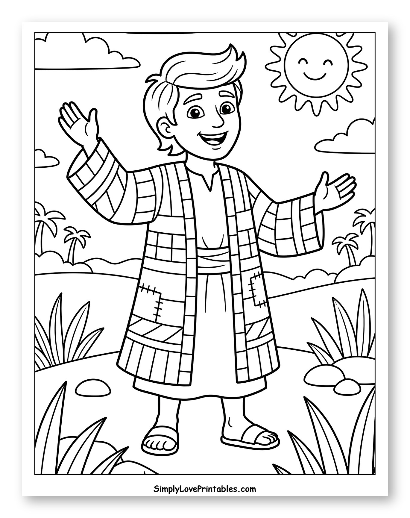 Joseph Wearing His Coat of Many Colors Coloring Sheet for Kids