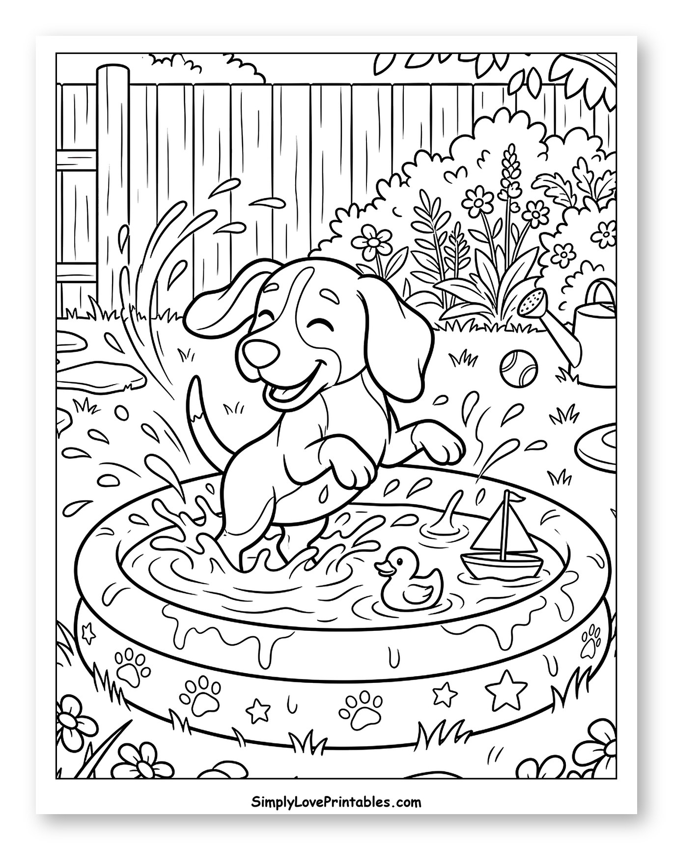 Joyful Beagle Splashing in a Backyard Pool