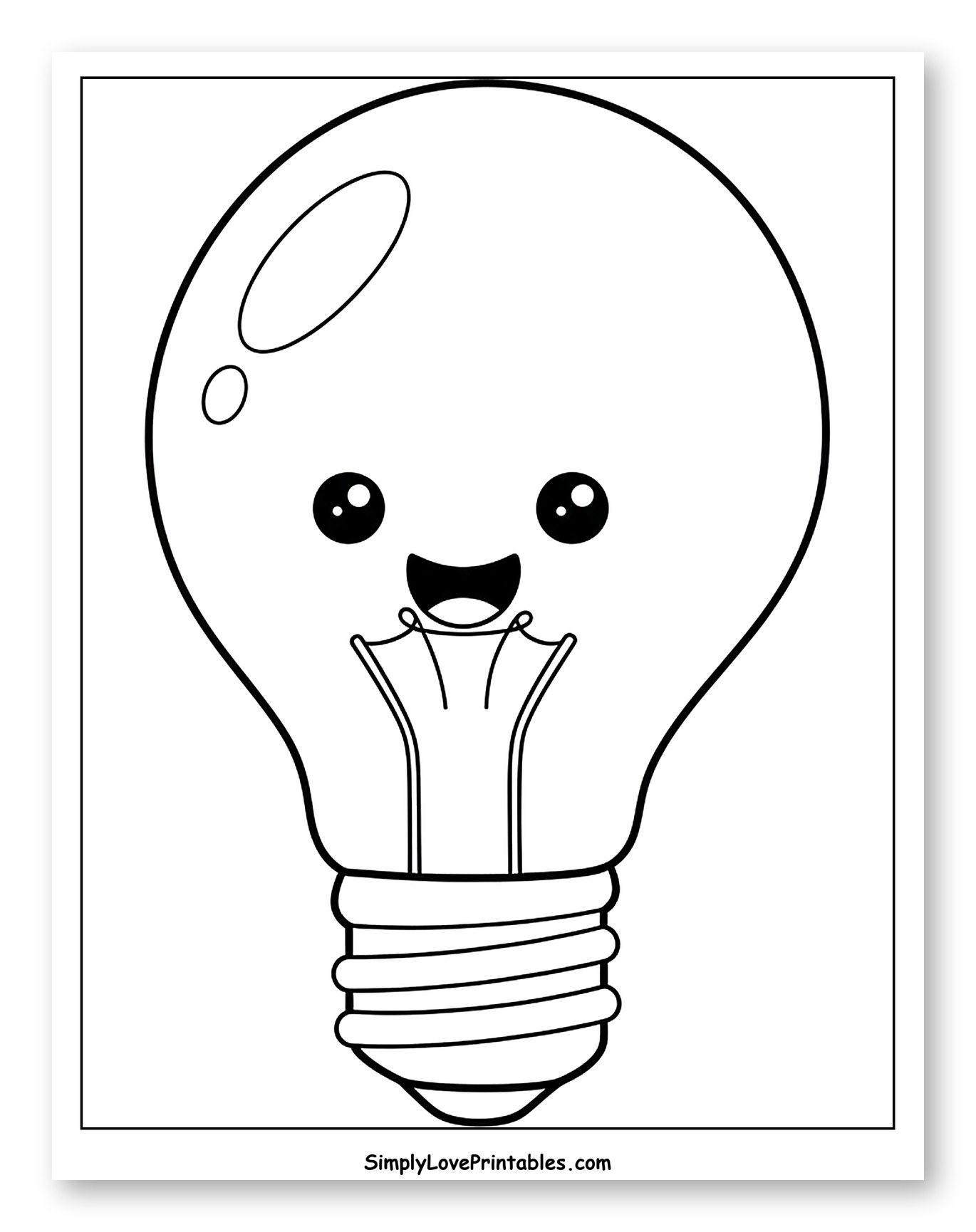 Joyful Cartoon Light Bulb with Face Coloring Page for Toddlers