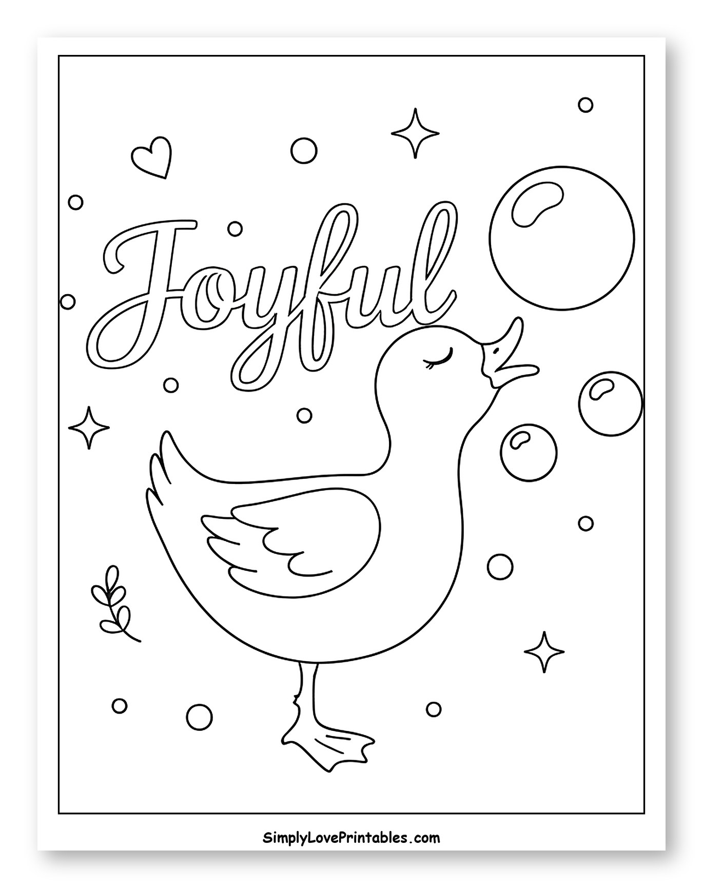 Joyful Duck with Bubbles and Stars