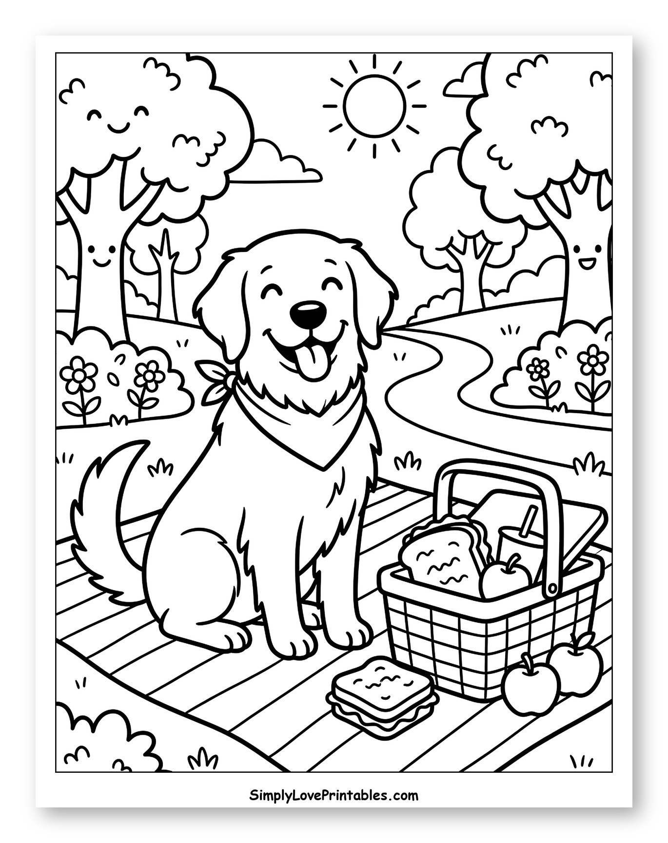 Joyful Golden Retriever at a Sunny Picnic