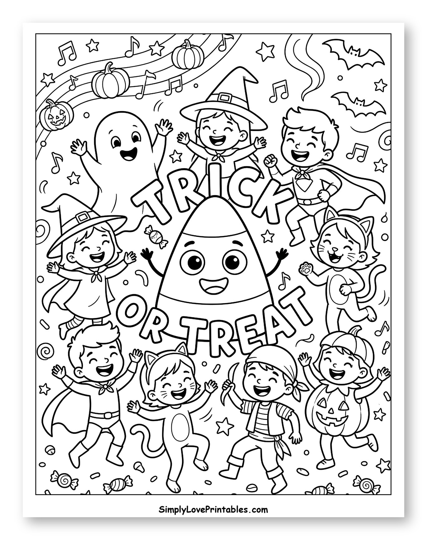 Joyful Kids and Ghost Trick or Treat