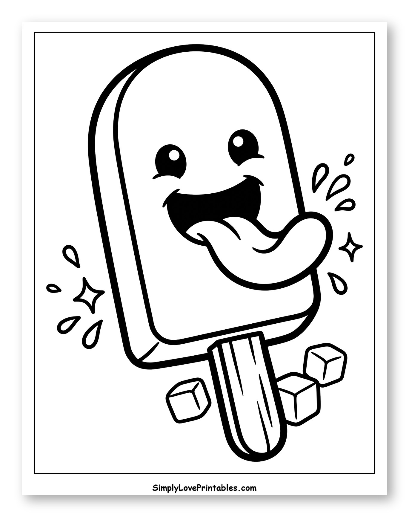 Joyful Popsicle with Droplets and Ice