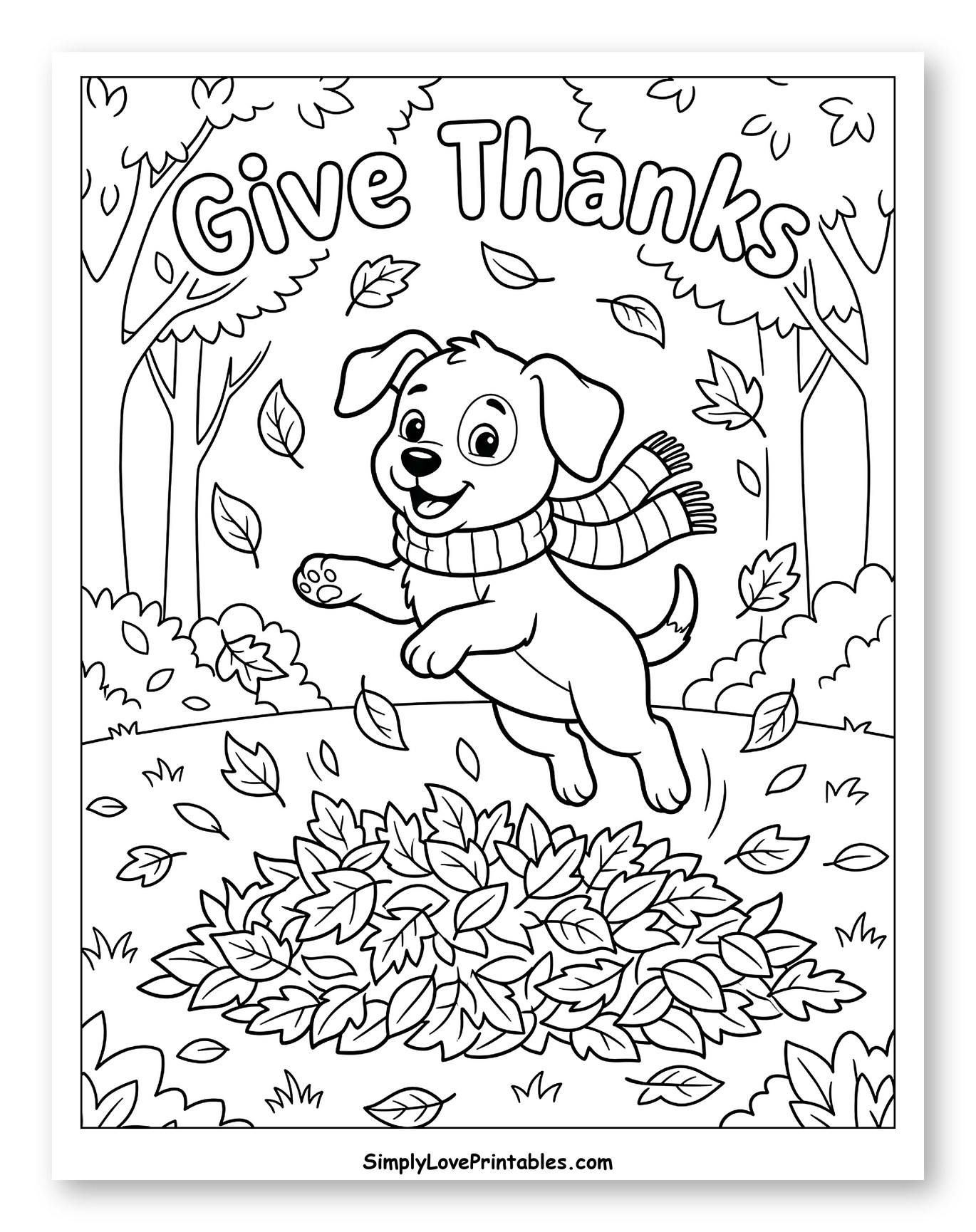 Joyful Puppy Playing in Autumn Leaves