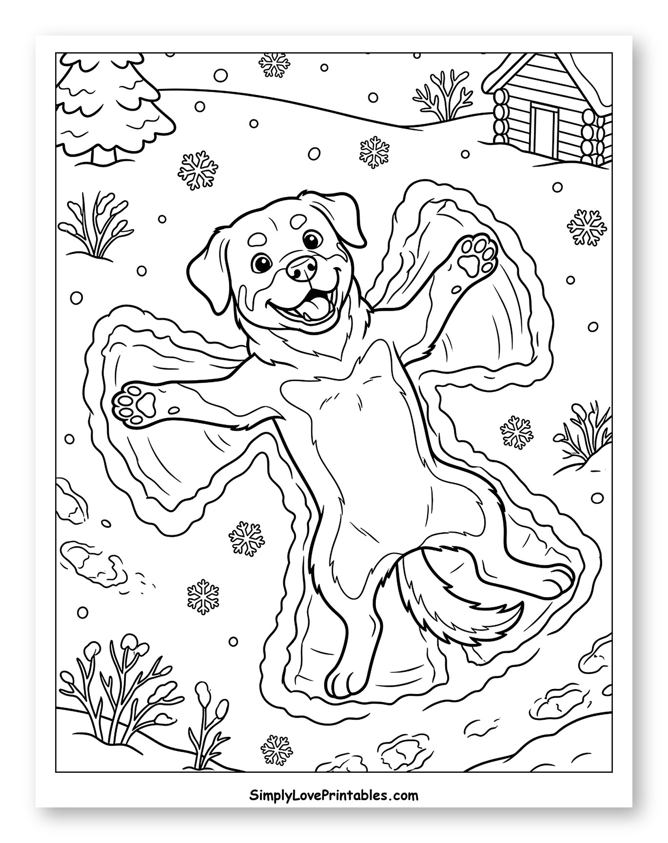 Joyful Rottweiler Making a Snow Angel