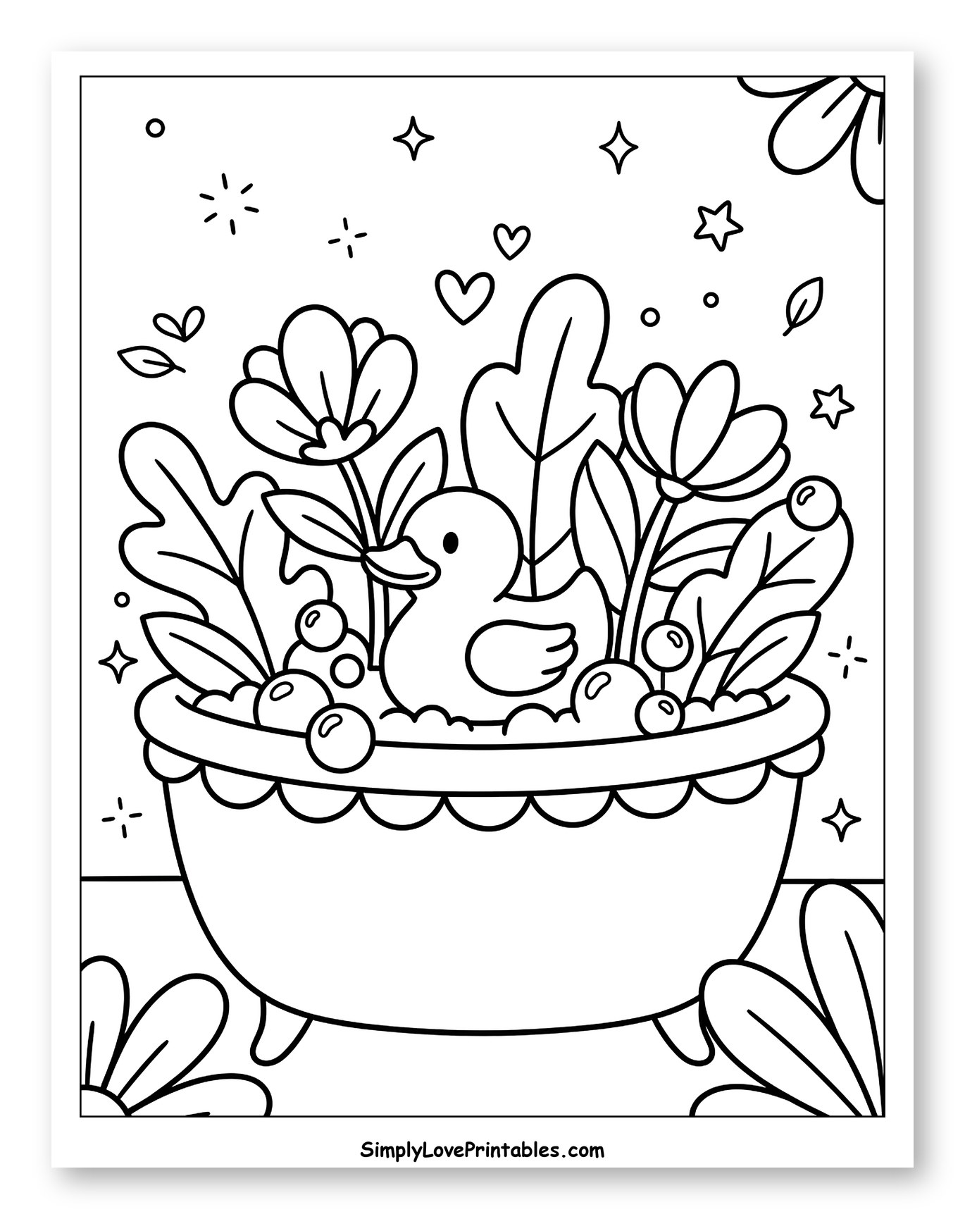 Joyful Rubber Duck Bath with Flowers and Bubbles