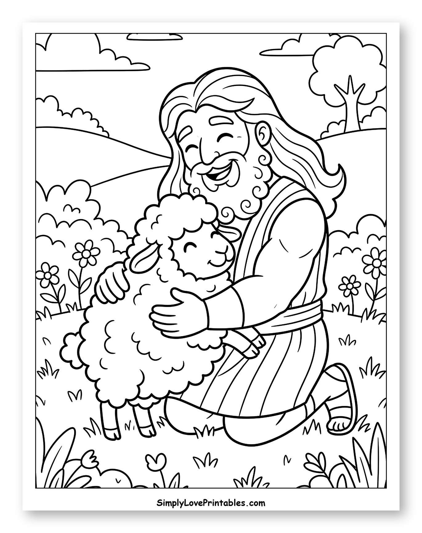 Joyful Shepherd Embracing His Lost Sheep