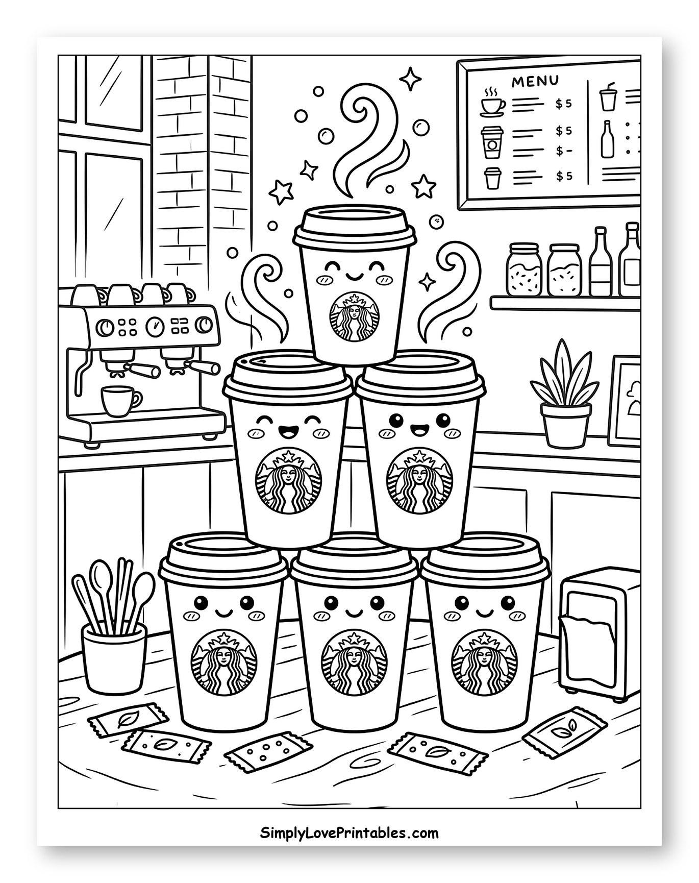 Joyful Starbucks Cups in a Cozy Cafe