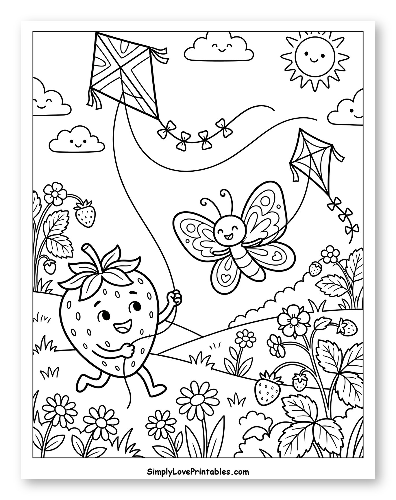 Joyful Strawberry Flying Kite in Sunny Meadow