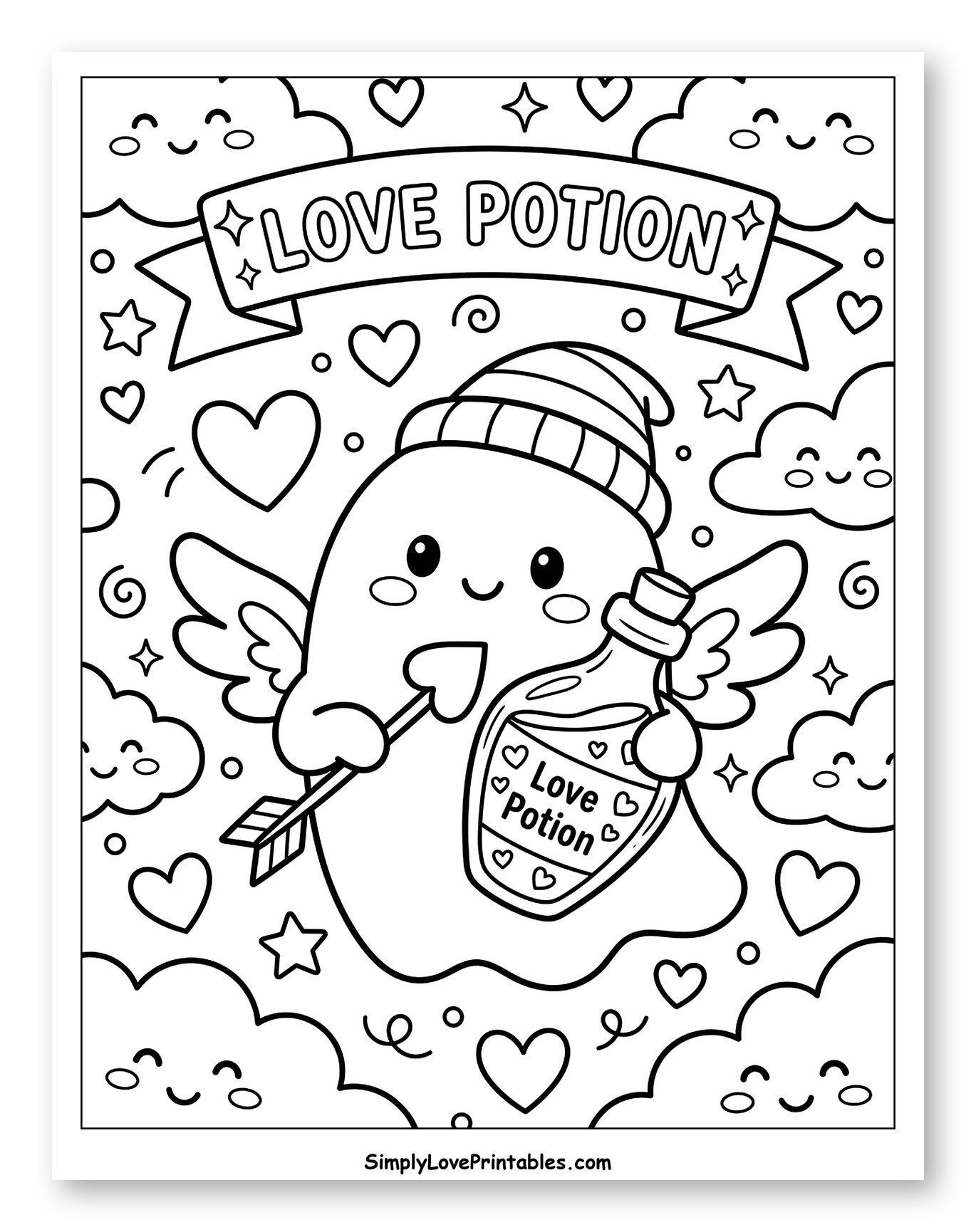 Kawaii Cupid with Love Potion and Arrow