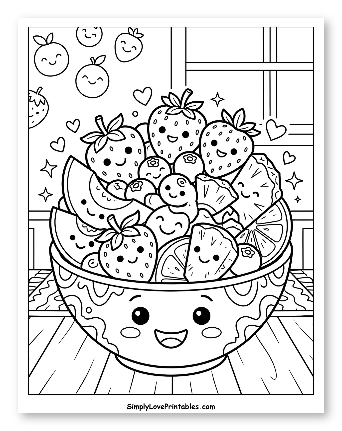 Kawaii Fruit Salad with Cute Floating Friends
