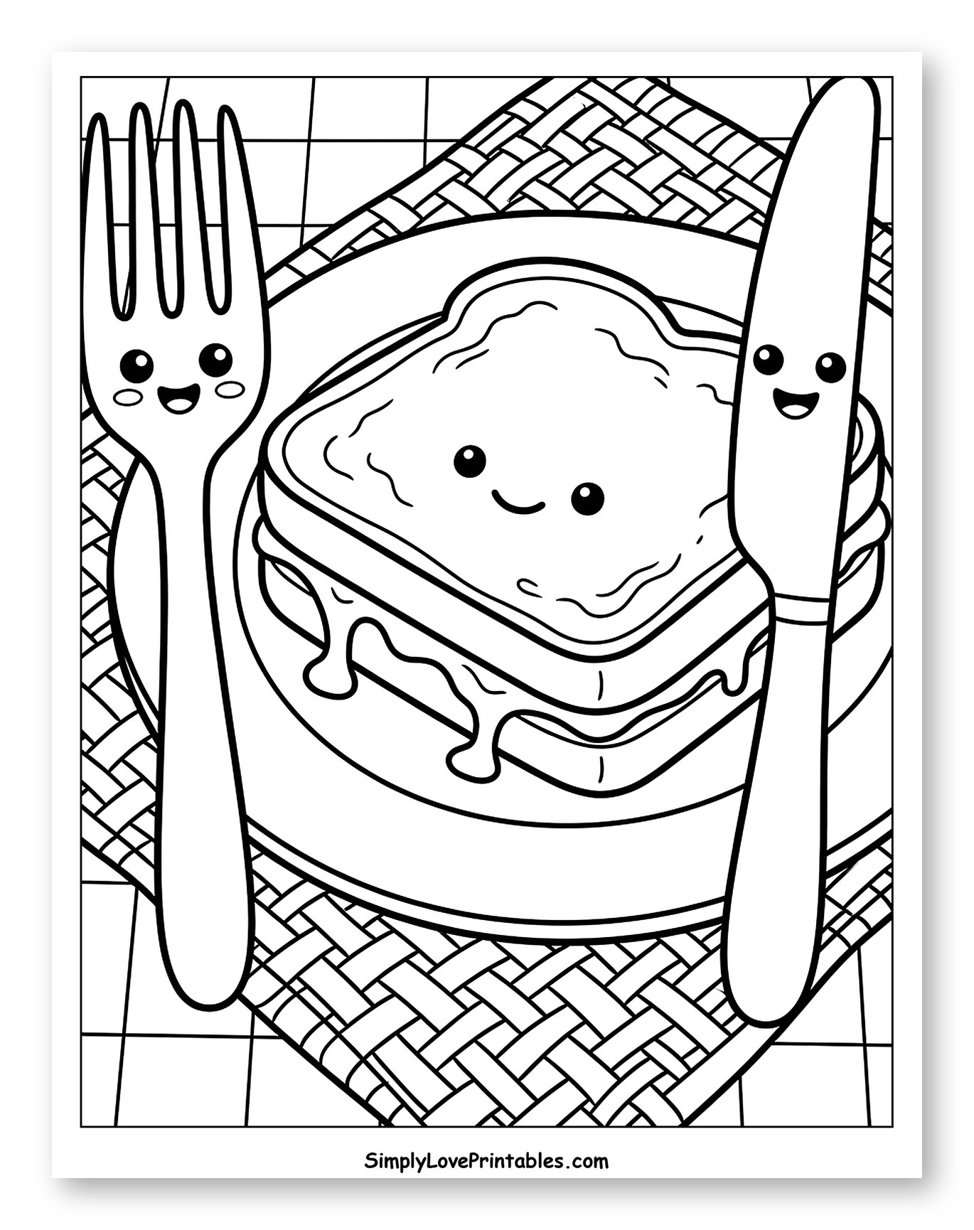 Kawaii Grilled Cheese with Fork and Knife