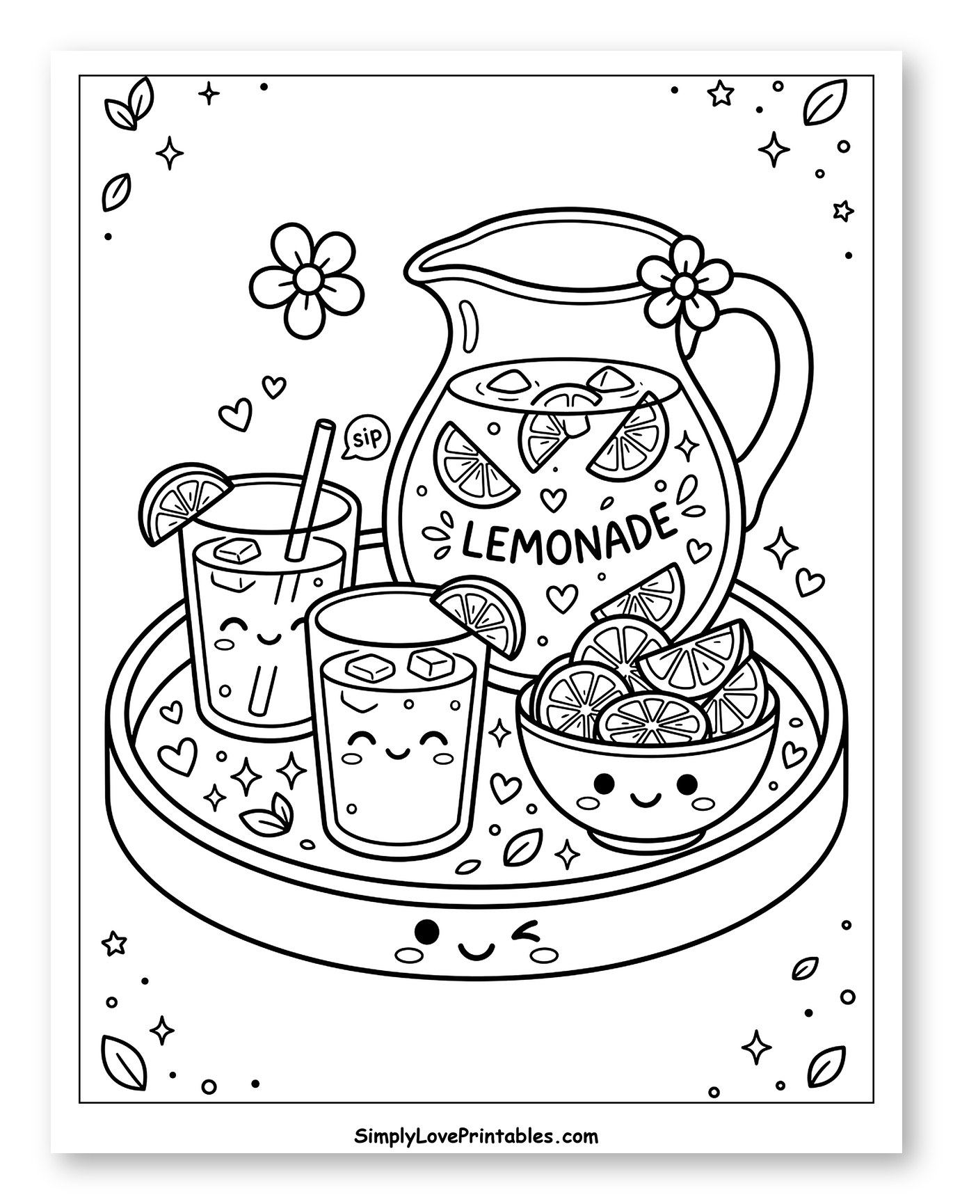 Kawaii Lemonade Refreshments on a Serving Tray