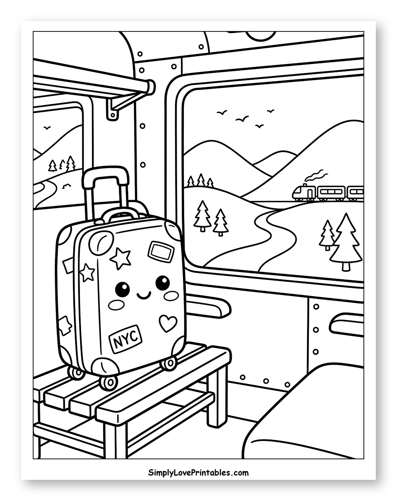 Kawaii Suitcase Traveling by Train