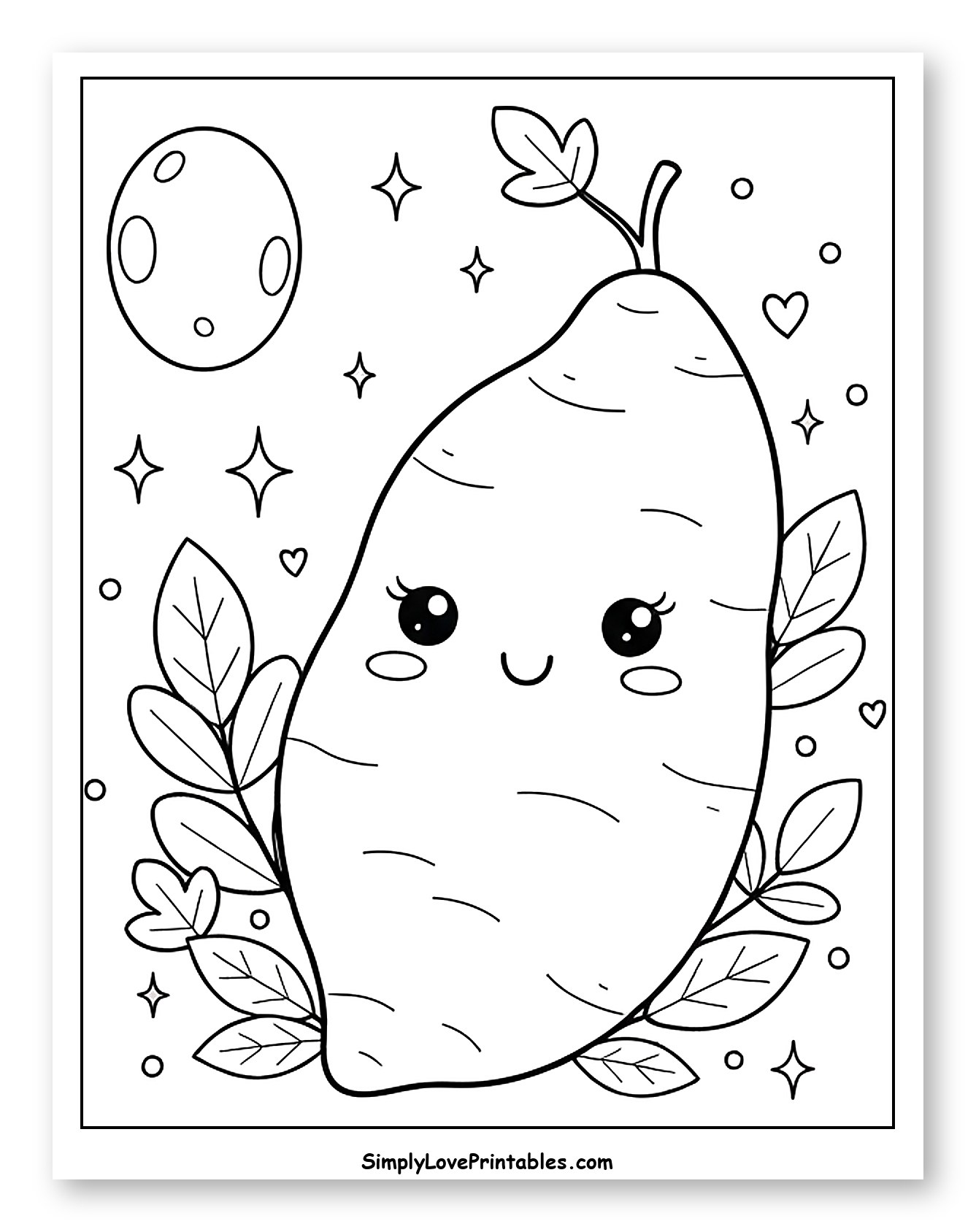 Kawaii Sweet Potato with Moon and Stars