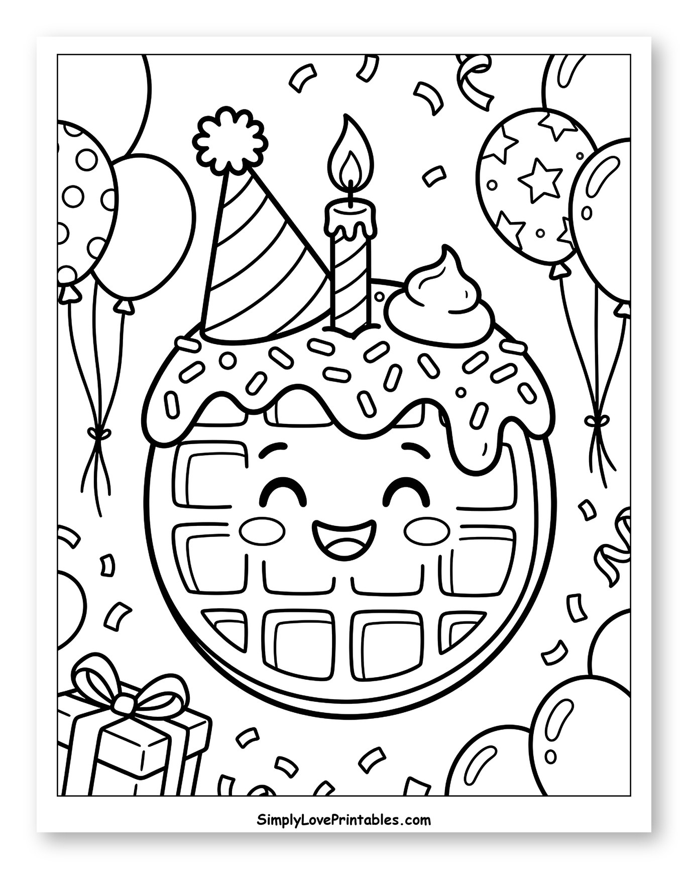Kawaii Waffle Birthday Celebration with Balloons