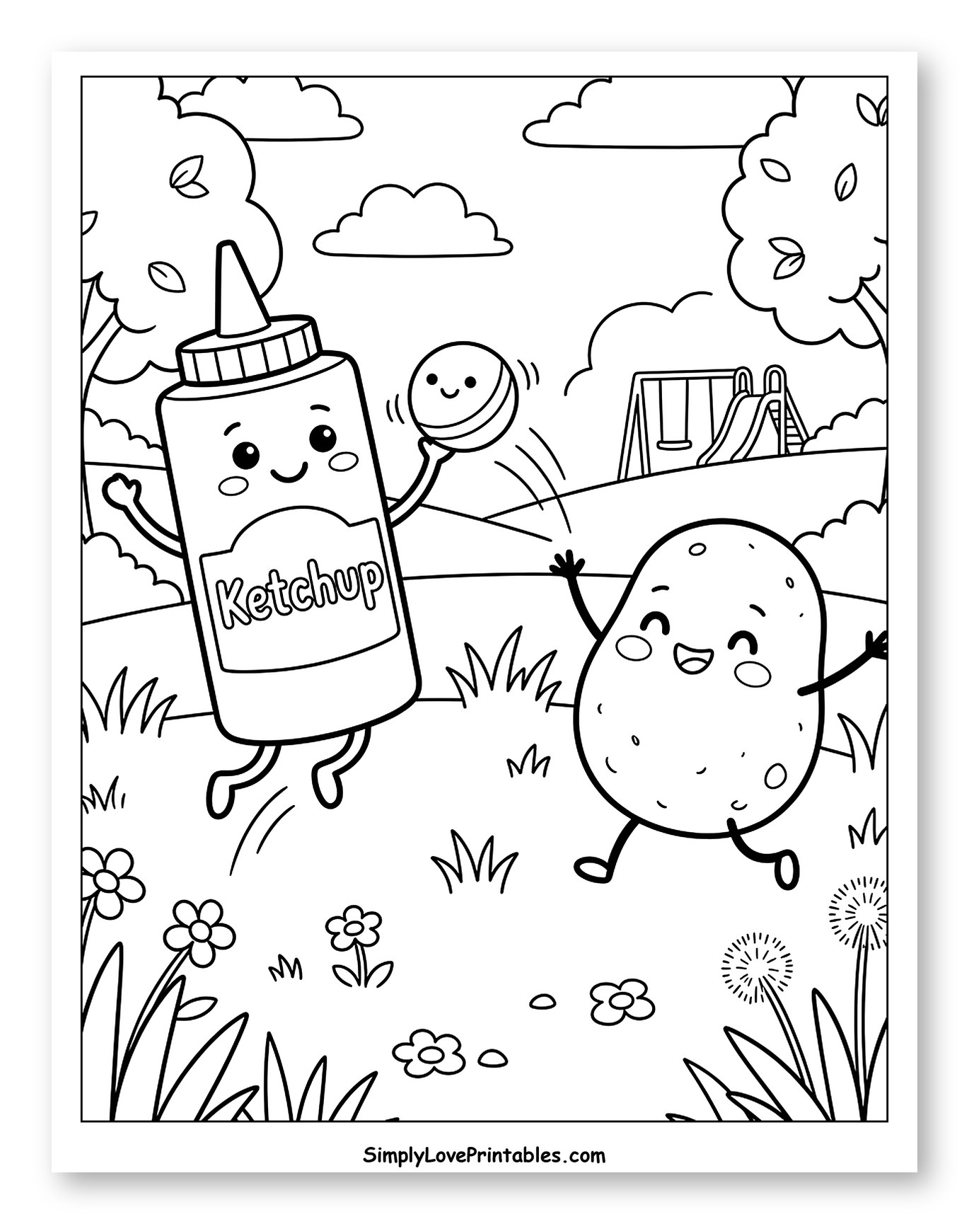 Ketchup and Potato Playing Catch in Park