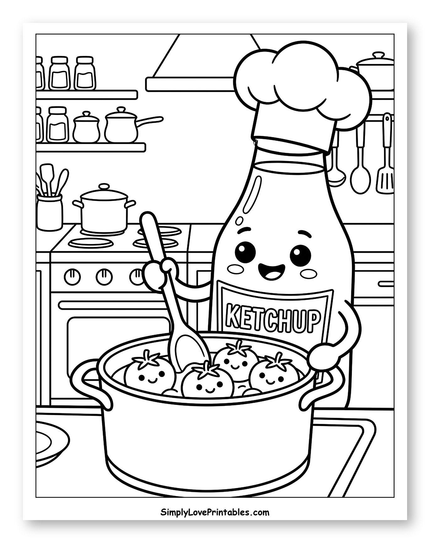 Ketchup Bottle Preparing Tomato Sauce in Kitchen