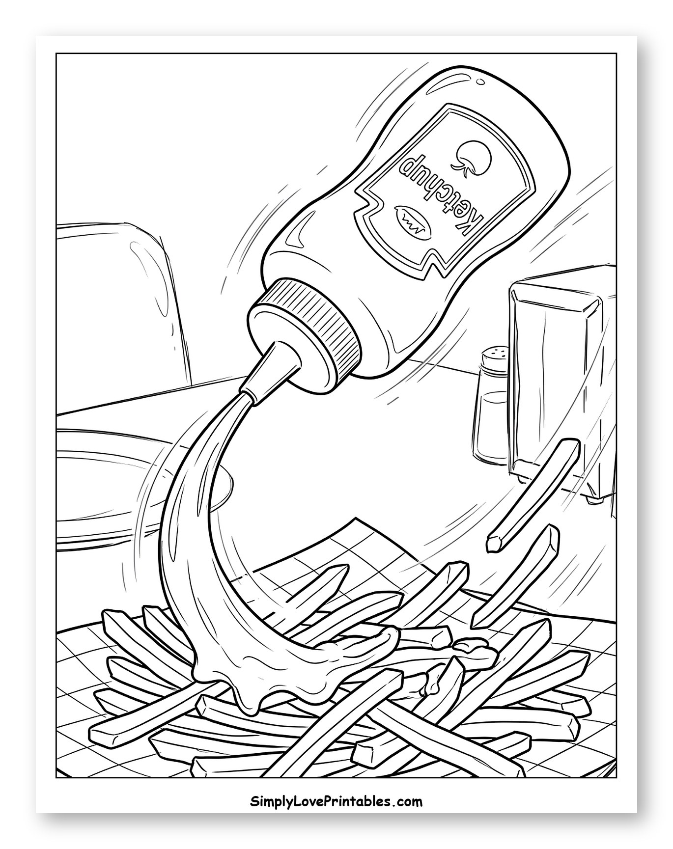 Ketchup Bottle Squeezing onto French Fries