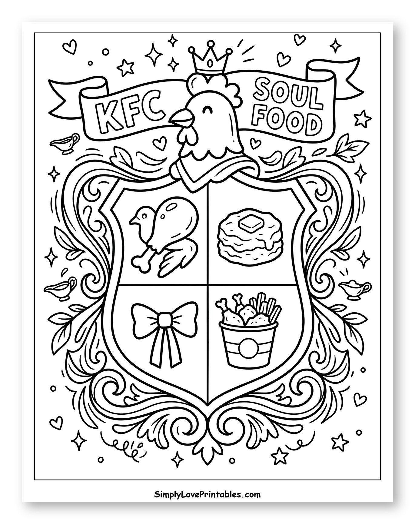 KFC Soul Food Royal Chicken Crest Coloring Page for Adults
