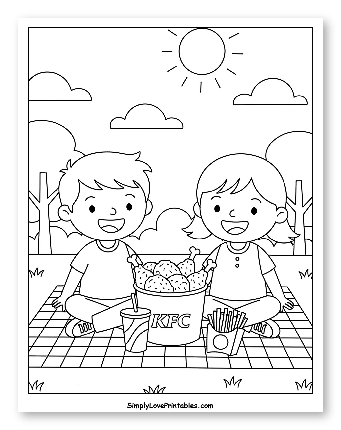 Kids Enjoying KFC Picnic Outdoors