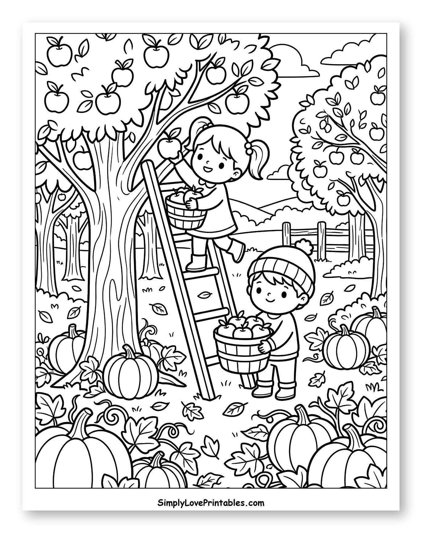 Kids Harvesting Apples in a Pumpkin Patch