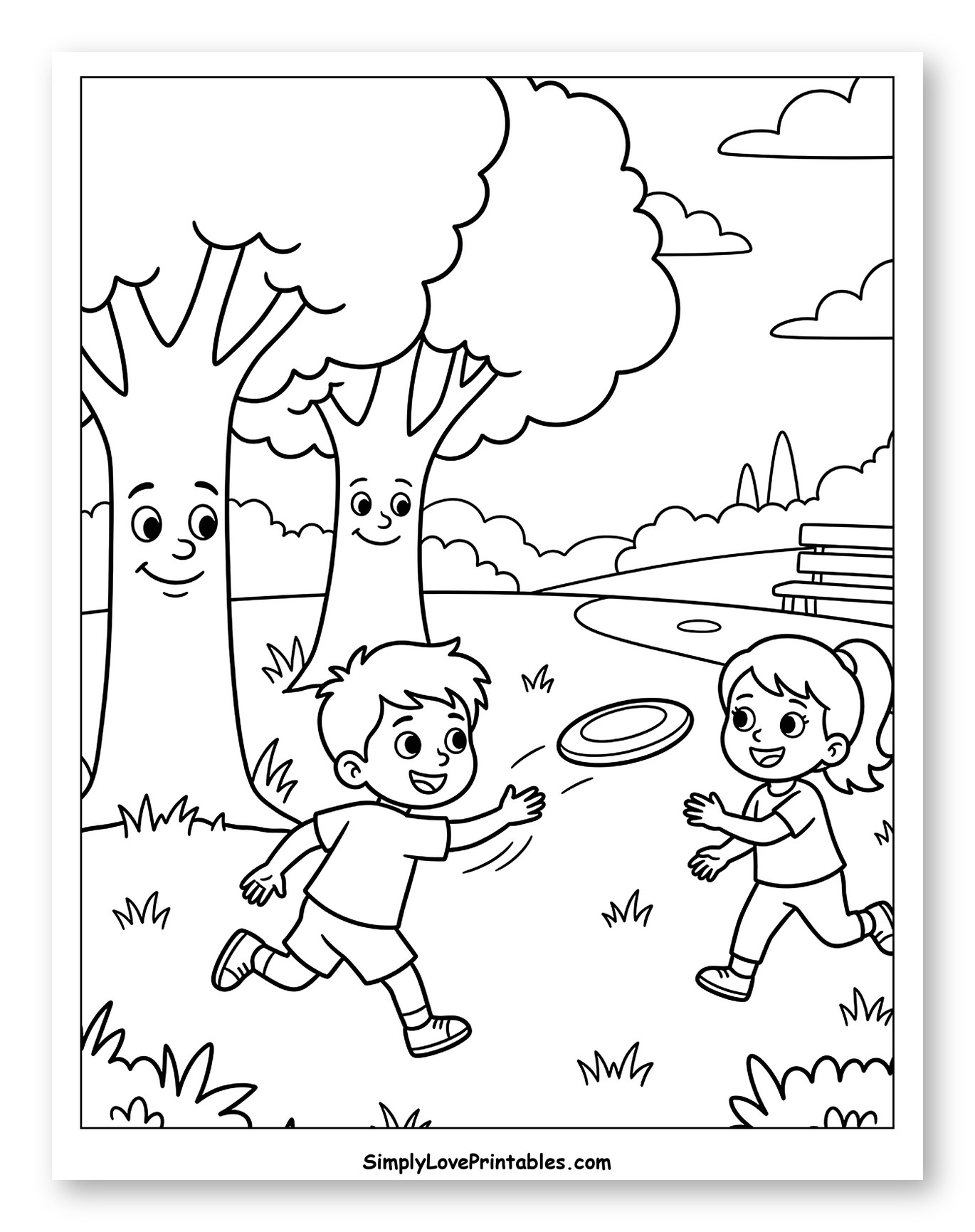 Kids Playing Frisbee in a Park