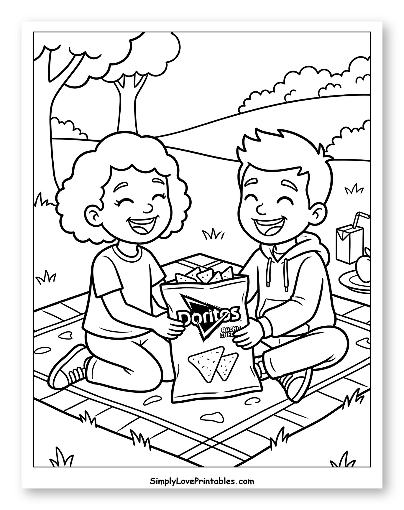 Kids Sharing Doritos at a Picnic