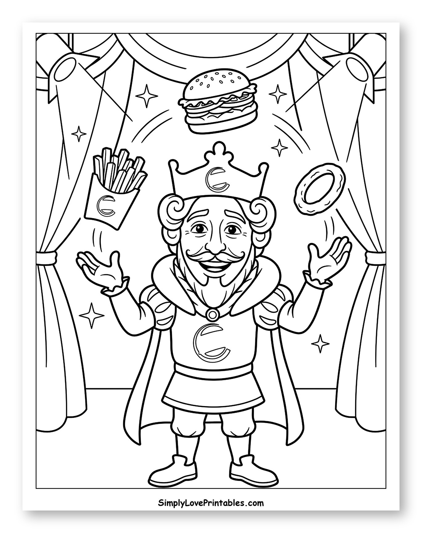 King Juggling Fast Food on Stage