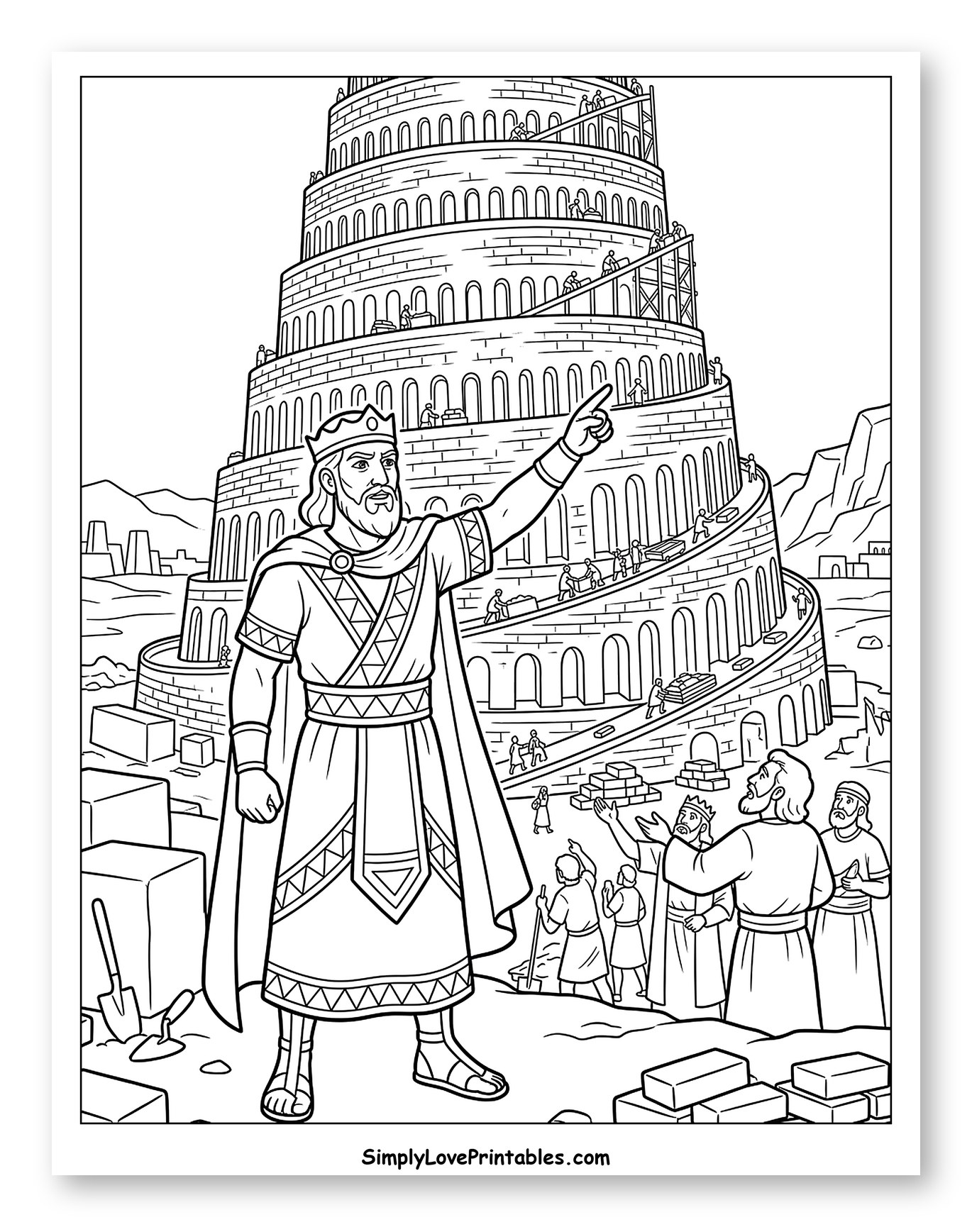 King Nimrod Directing Tower of Babel Construction
