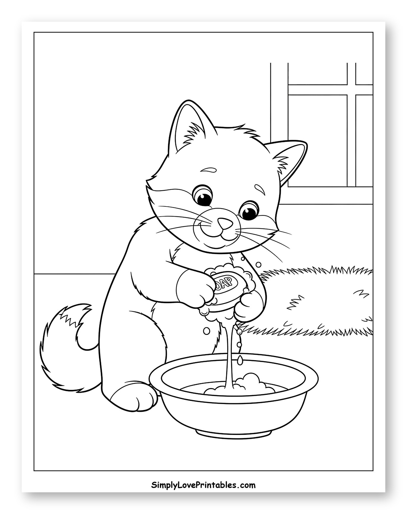 Kitten Making Suds with a Bar of Soap
