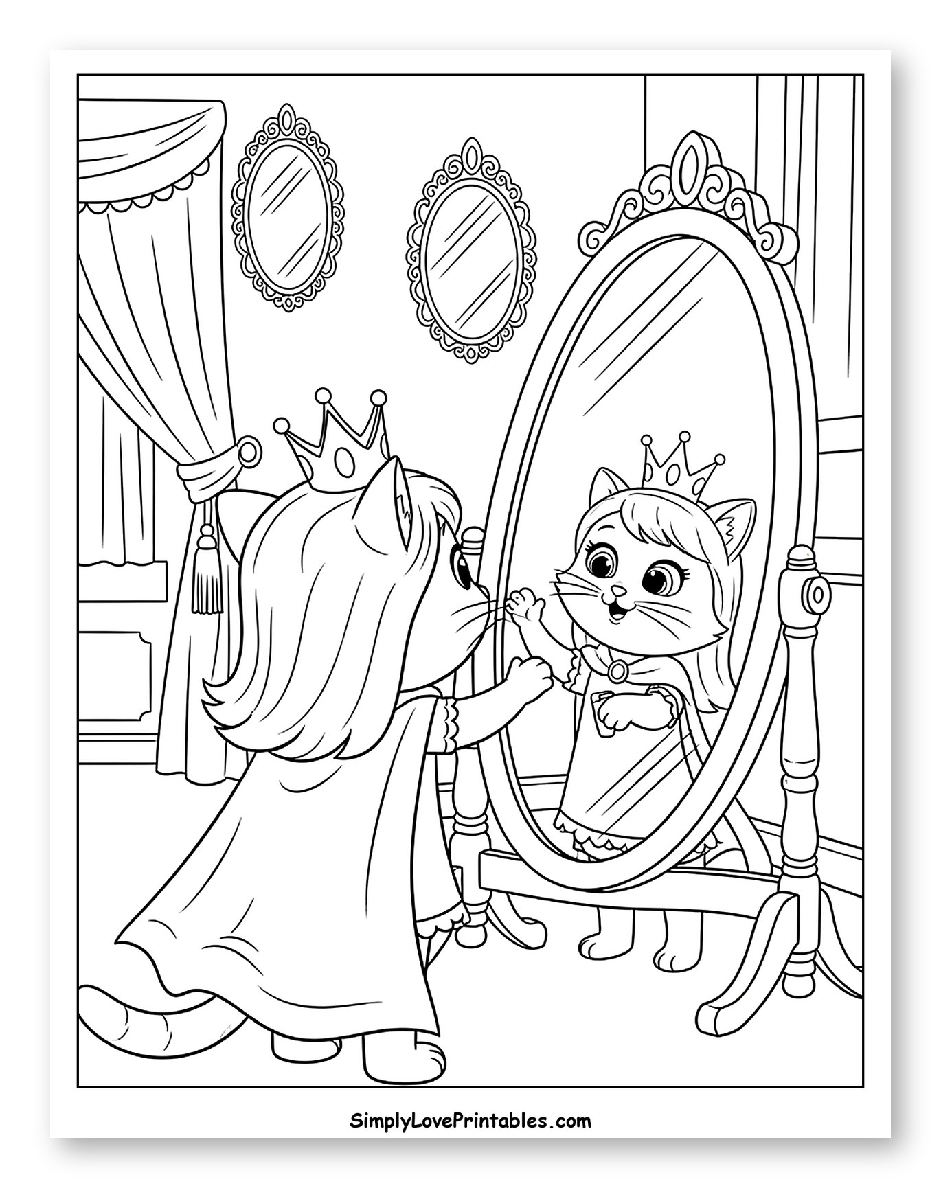 Kitty Princess Admiring Herself in Mirror